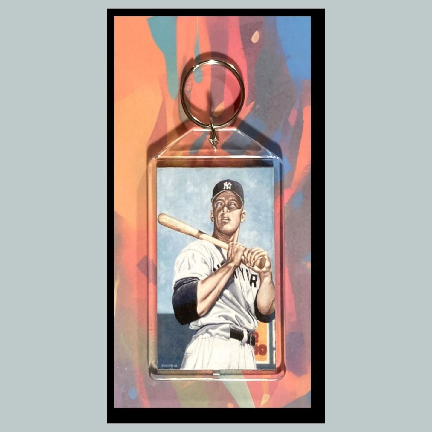 0323 Mickey Mantle Painting Custom Hand Made Keychain - Makes A Great Gift