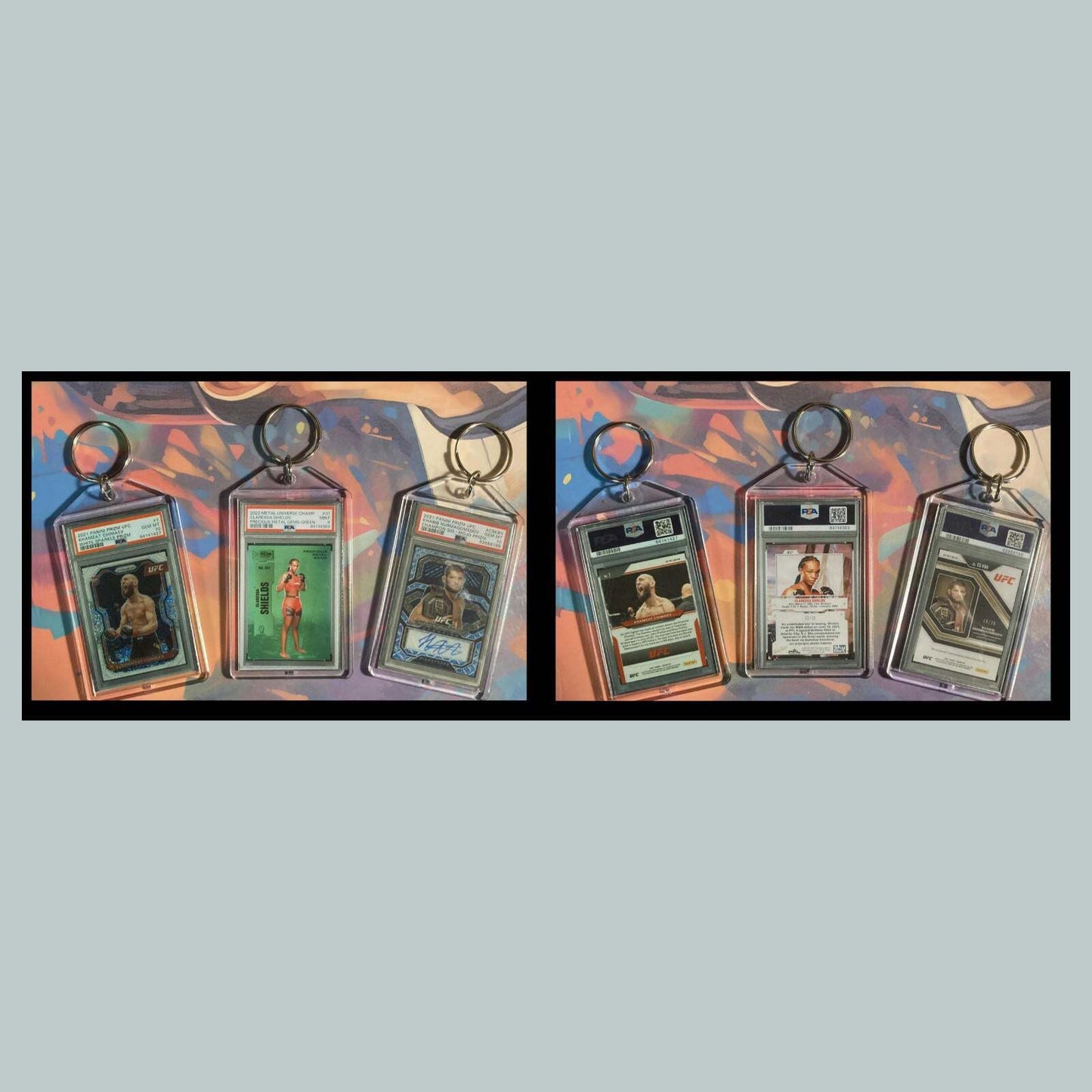 3451B Khamzat Chimaev/Shields/Nurmagomedov 3 Pack Bundle - 3 Different Keychains MSC KYC