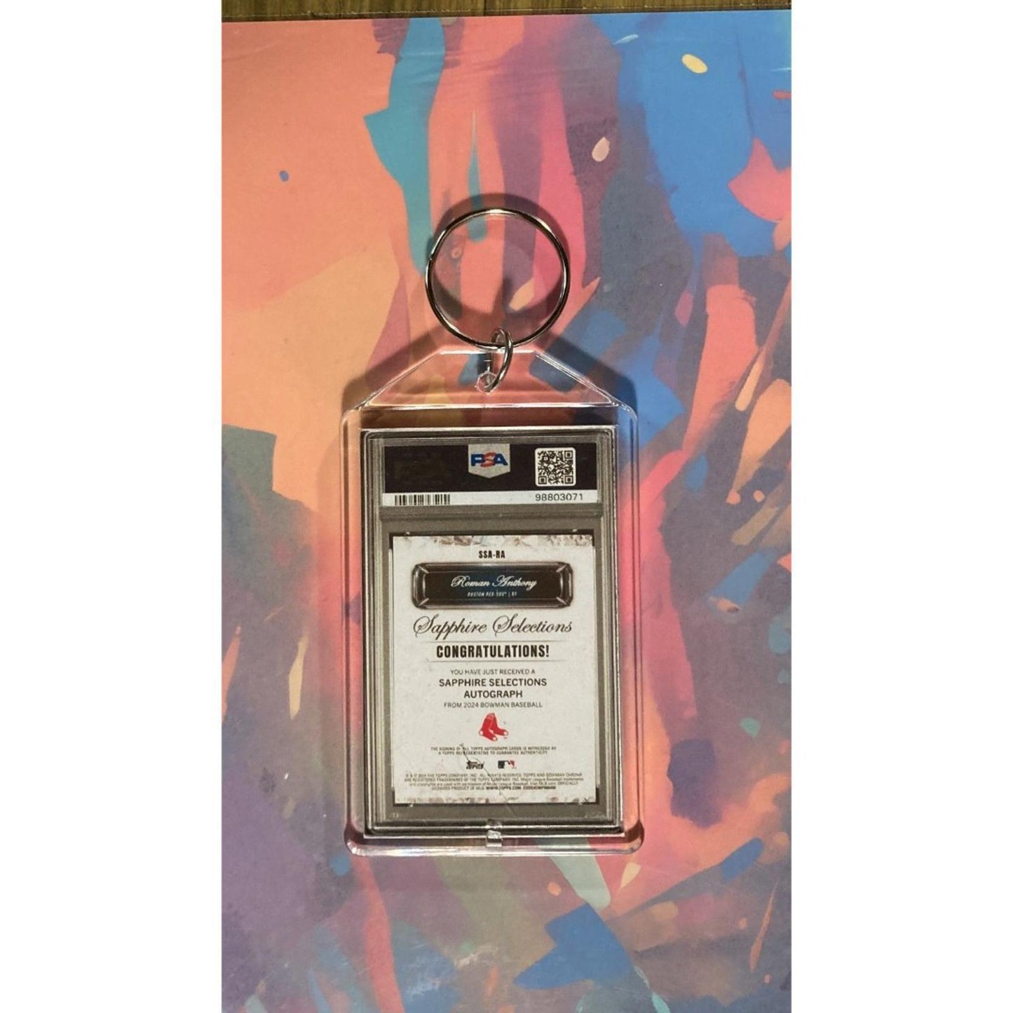 0113 Roman Anthony 2024 Bowman Chrome Sapphire Red Auto Custom Novelty Keychain