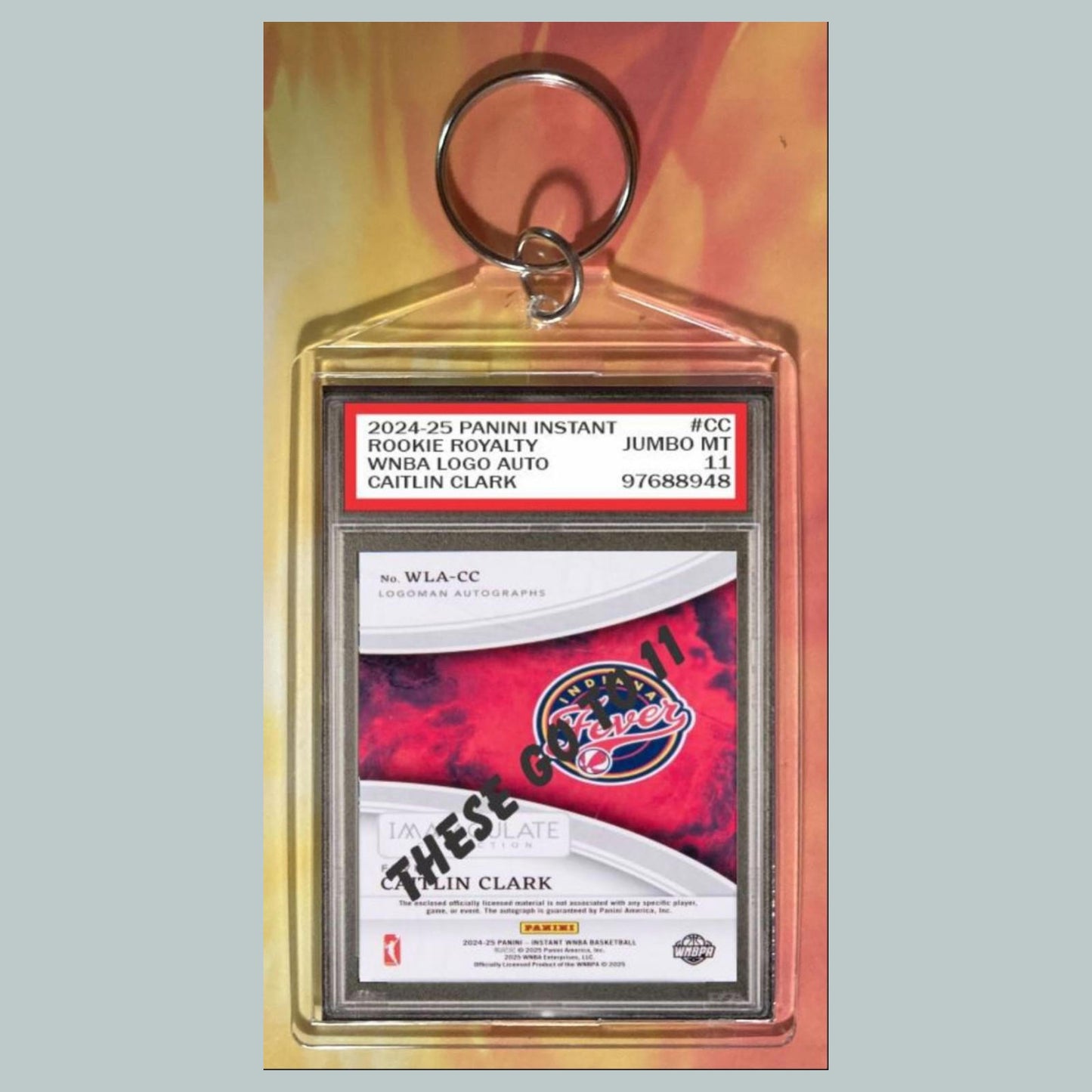 0695 Caitlin Clark Jumbo Keychain 2025 ROY Logoman Patch Auto Custom Hand Made