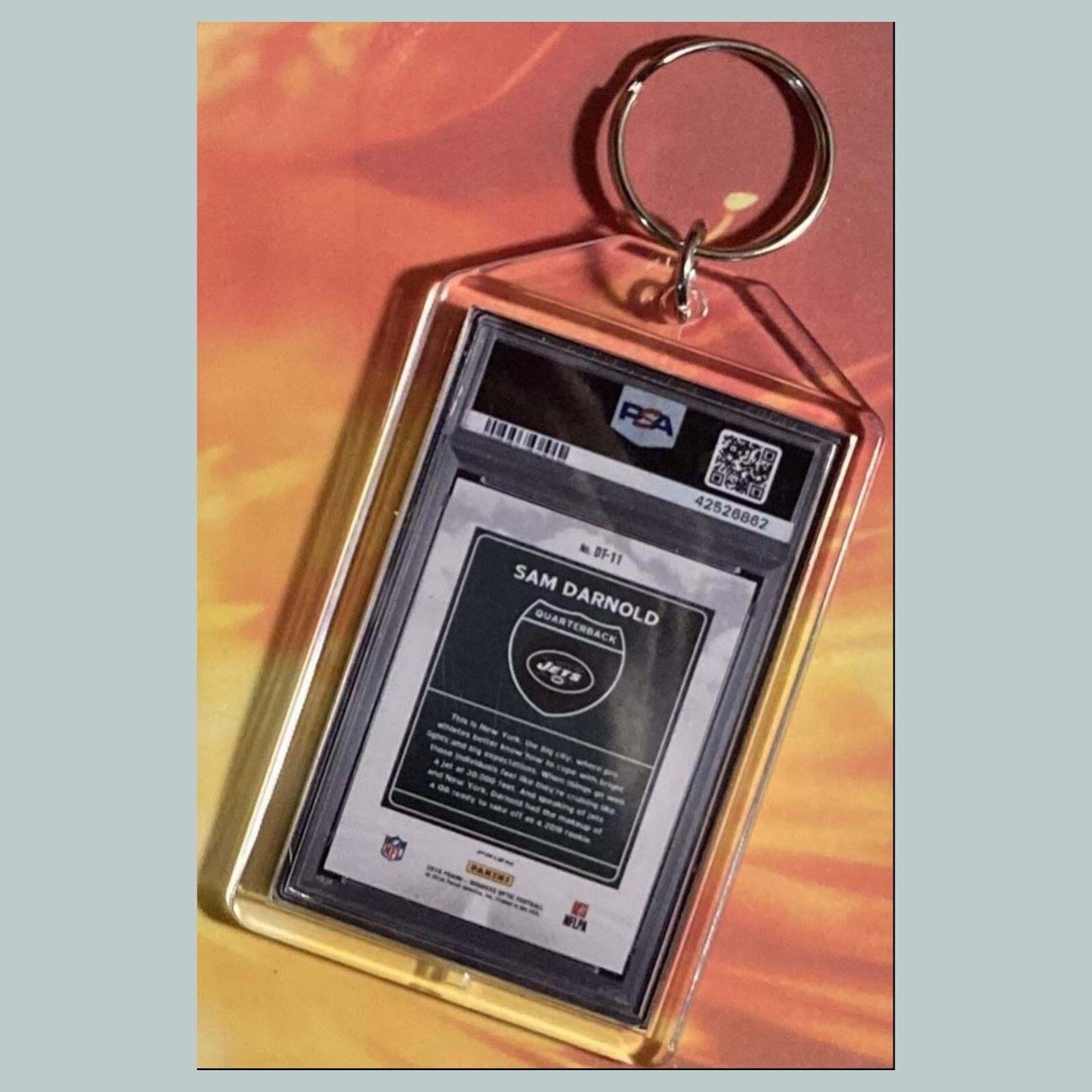 3776 Sam Darnold 2018 Panini Donruss Optic Downtown Hand Made Keychain FBL