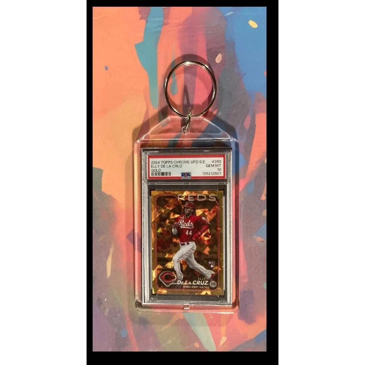 0091 Elly De La Cruz 2024 Topps Chrome Update Gold Sapphire SE Novelty Keychain