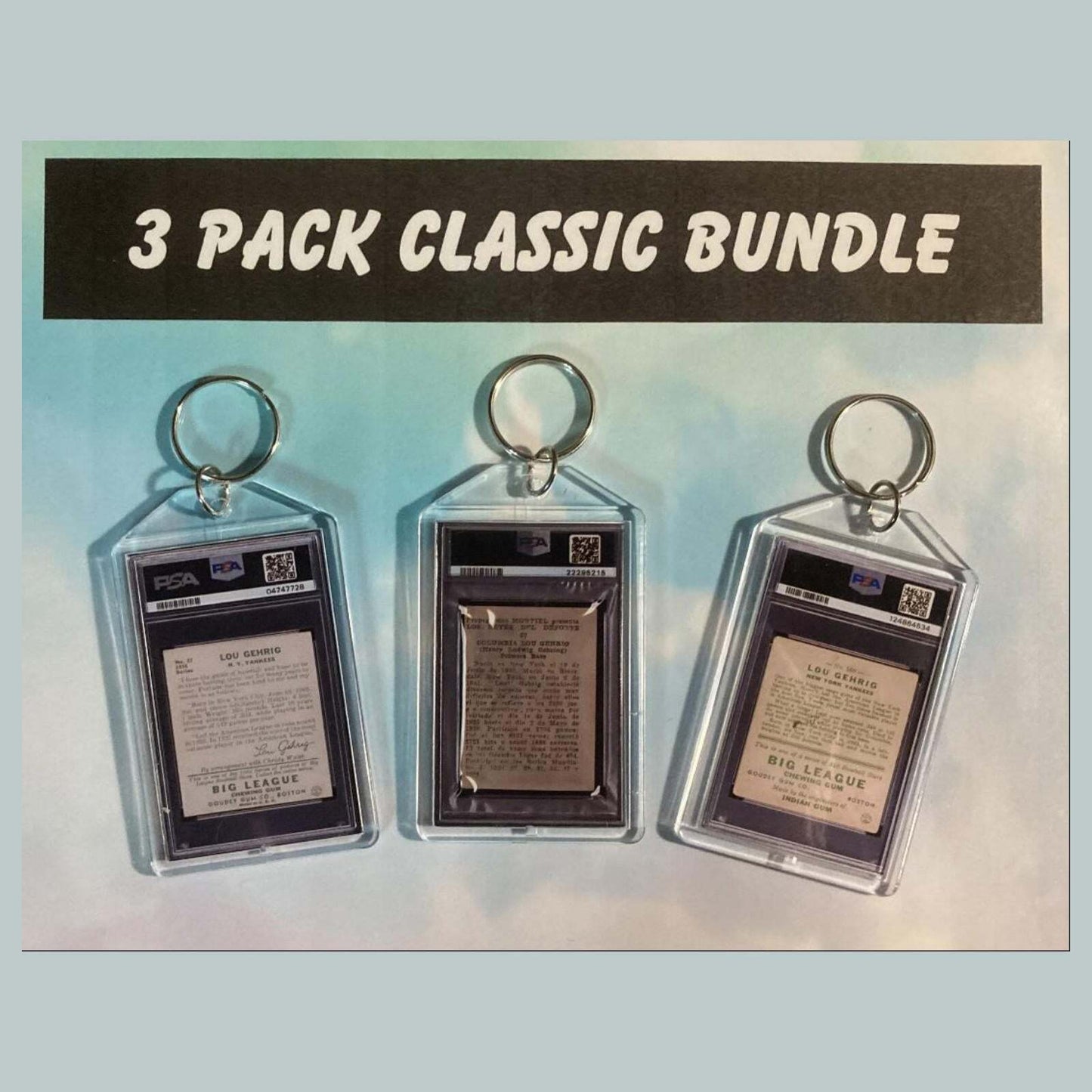 3636B Lou Gehrig 3 Pack Bundle Goudry Custom Hand Made Keychains BBL KYC