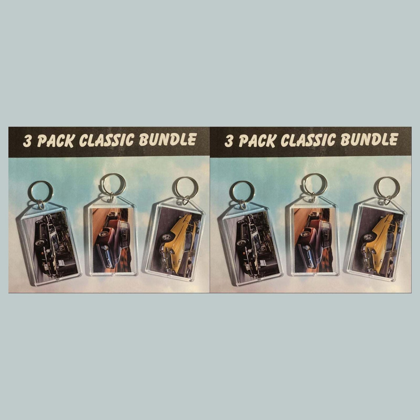 3561B Threefer Bundle Classic Cars Acrylic Keychain |Vintage Automobile Keychain MSC KYC