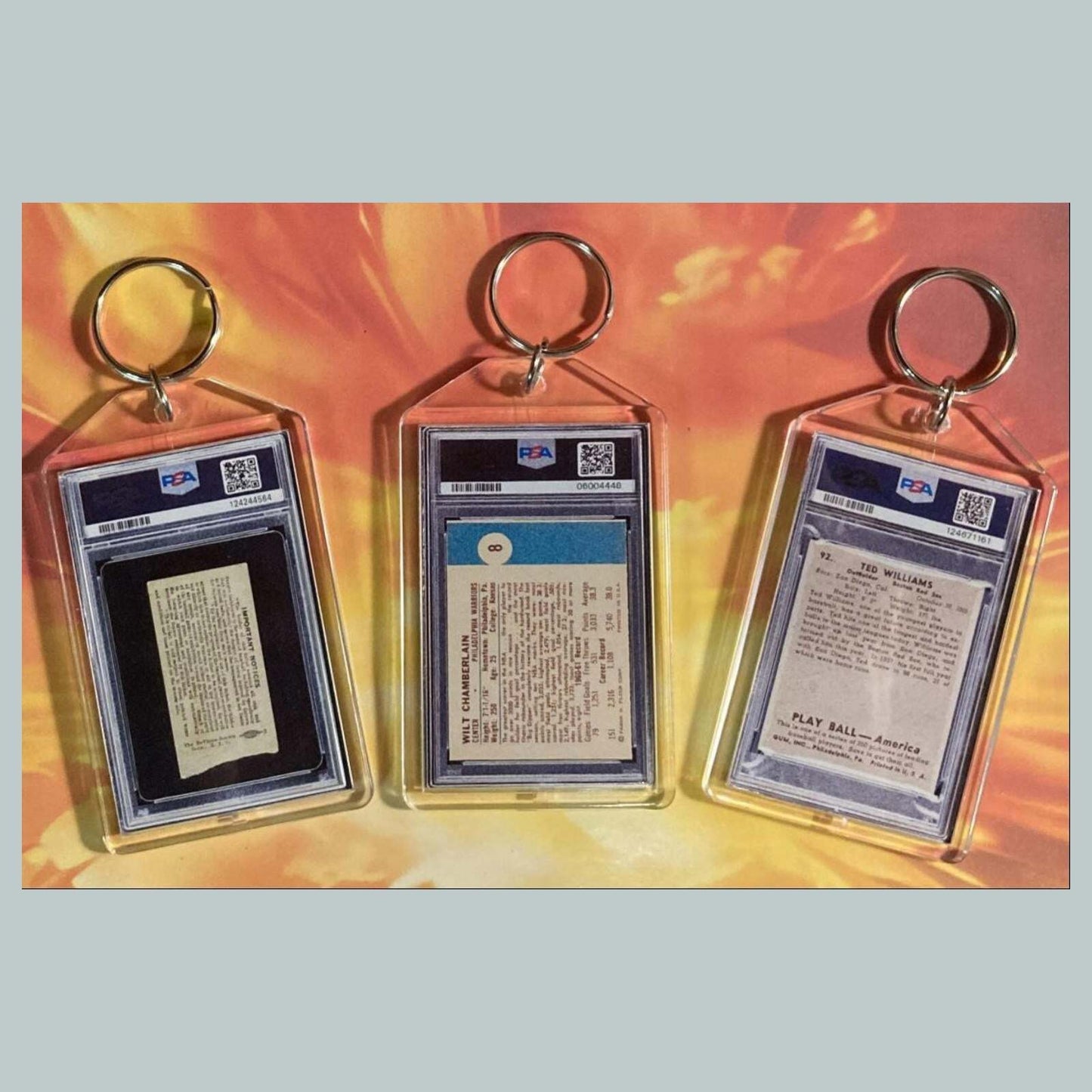 3663B Lou Gehrig/Chamberlain/Ted Williams 3 Pack Bundle Custom Made Keychains BBL KYC