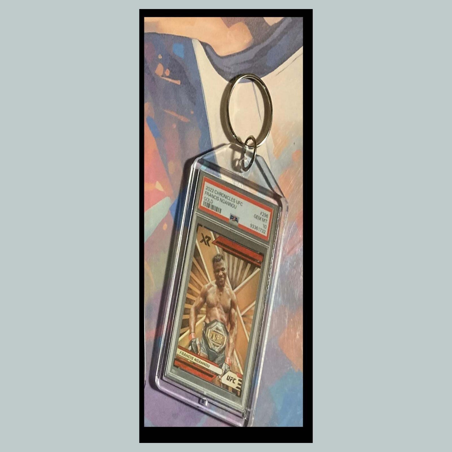 3449 Francis Ngannou 2022 Panini Chronicles Gold Custom Hand Made Keychain -Gift MSC KYC