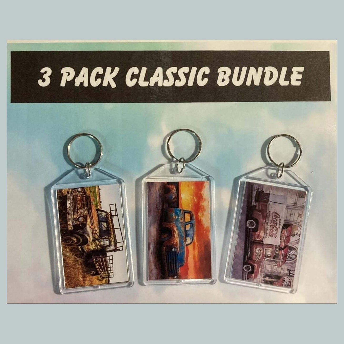 3576B Threefer Bundle Old Rusty Classics Acrylic Keychain | Vintage Keychain MSC KYC