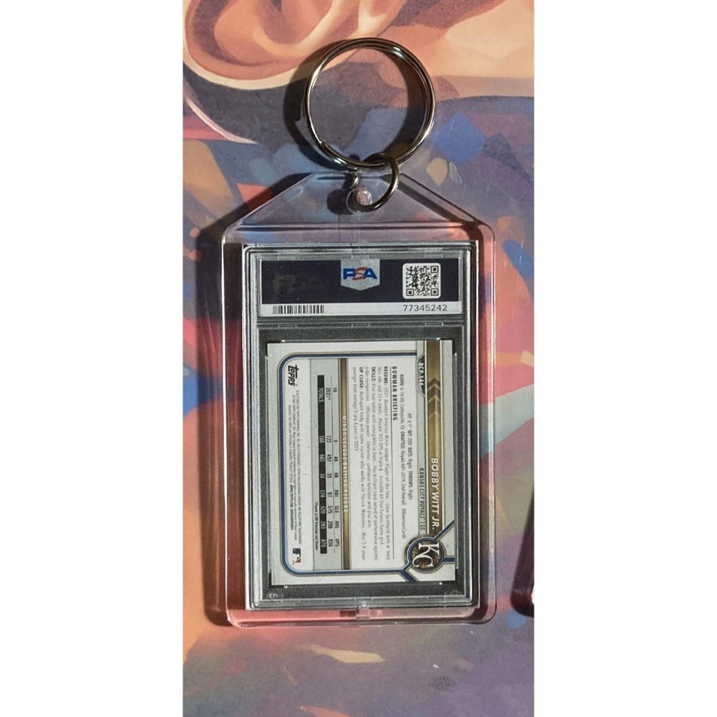 0290 Bobby Witt Jr 2022 Bowman Mojo Chrome Black SuperFractor Novelty Keychain