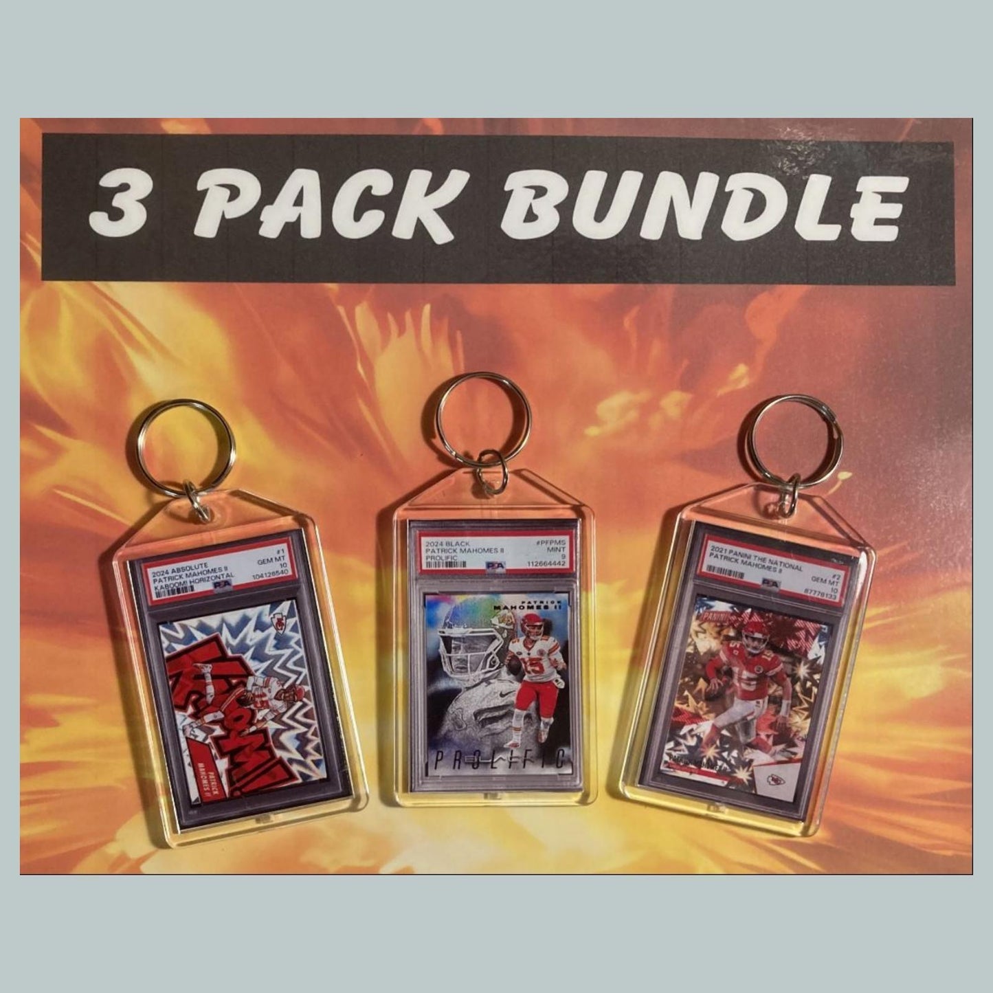 3623B Patrick Mahomes 3 Pack Bundle-Custom Hand Made Keychains FBL