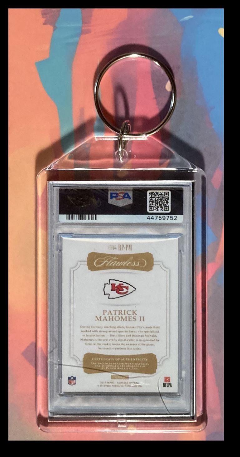 2983 Patrick Mahomes 2017 Panini Flawless Patch Auto Rookie Keychain FBL KYC