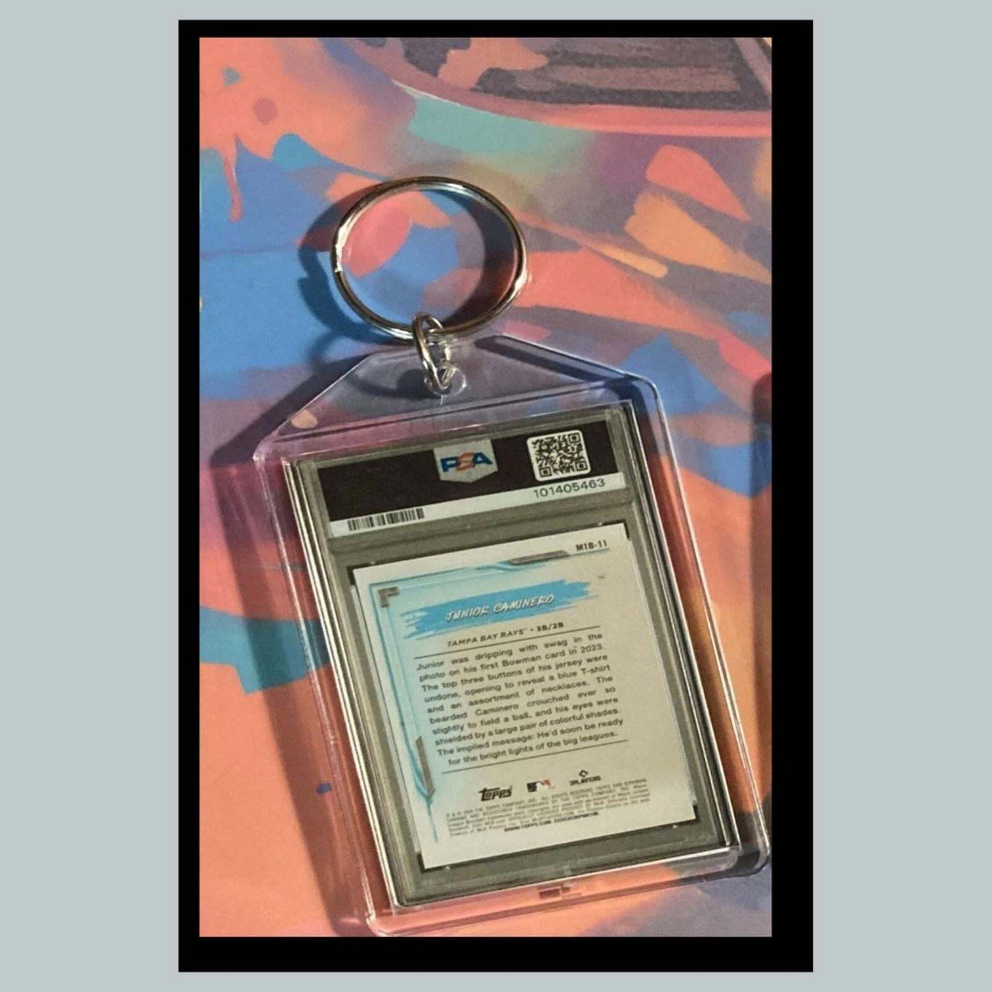 3428 Junior Caminero 2024 Chrome My 1st Card Orange Custom Keychain- Great Gift BBL KYC