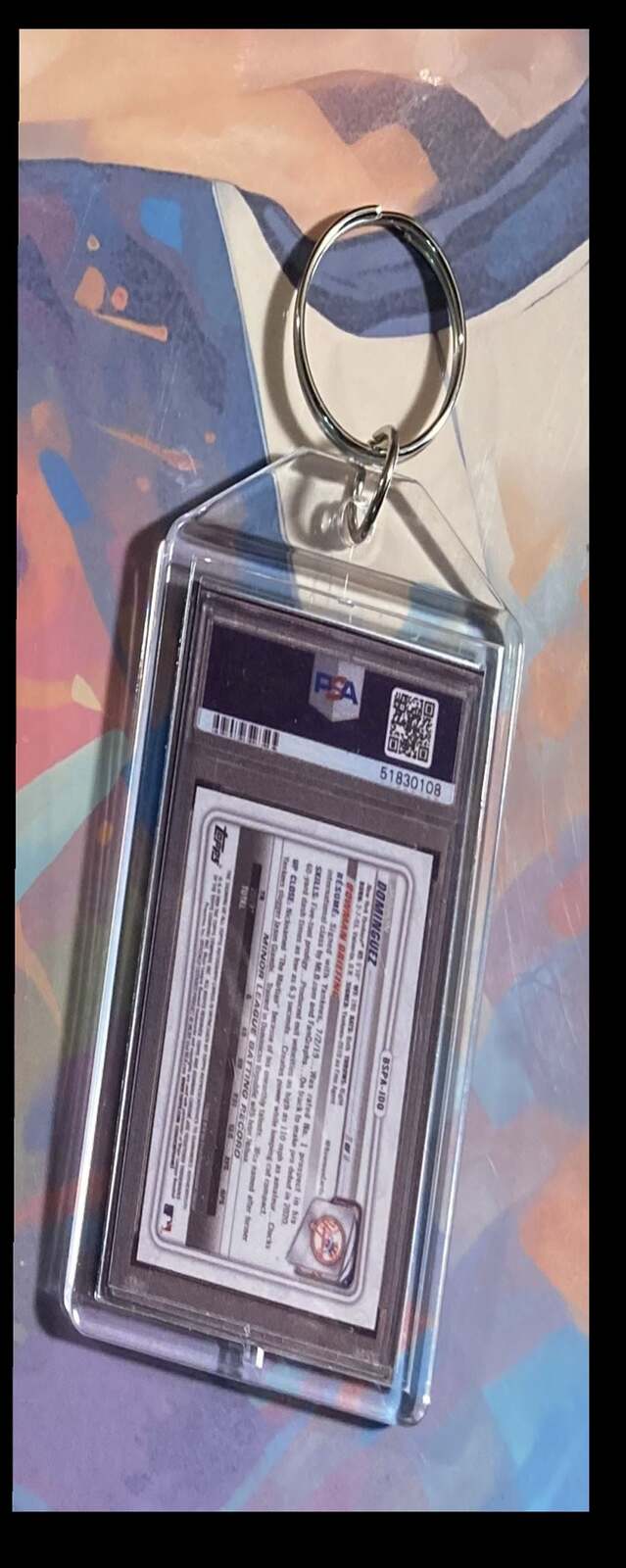 3113 Jasson Dominguez 2020 Bowman Chrome Sapphire Orange Auto Keychain BBL KYC