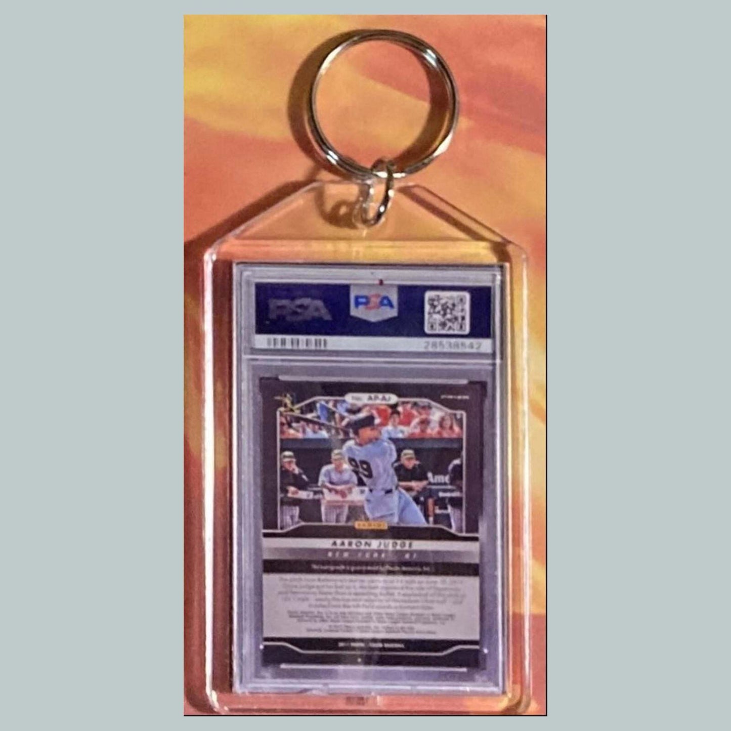 3591Aaron Judge 2017 Panini Prizm Blue Wave Auto Custom Made Keychain BBL KYC