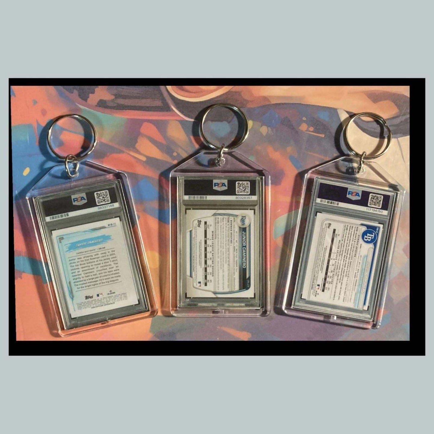 3427 Junior Caminero 3 Pack Bundle - 3 Different Custom Novelty Keychains -Gift BBL KYC