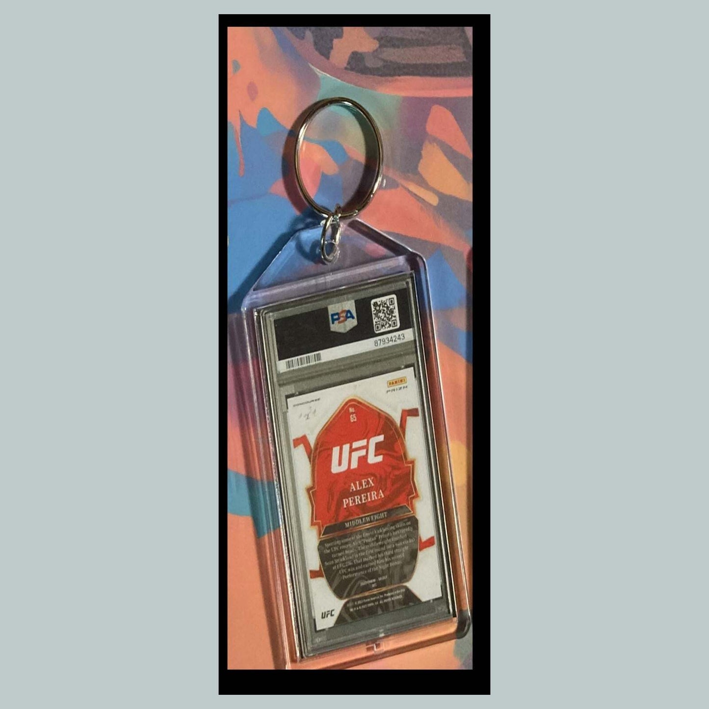 3453 Alex Pereira 2023 Panini Select Black 1/1 Custom Hand Made Keychain - Gift MSC KYC