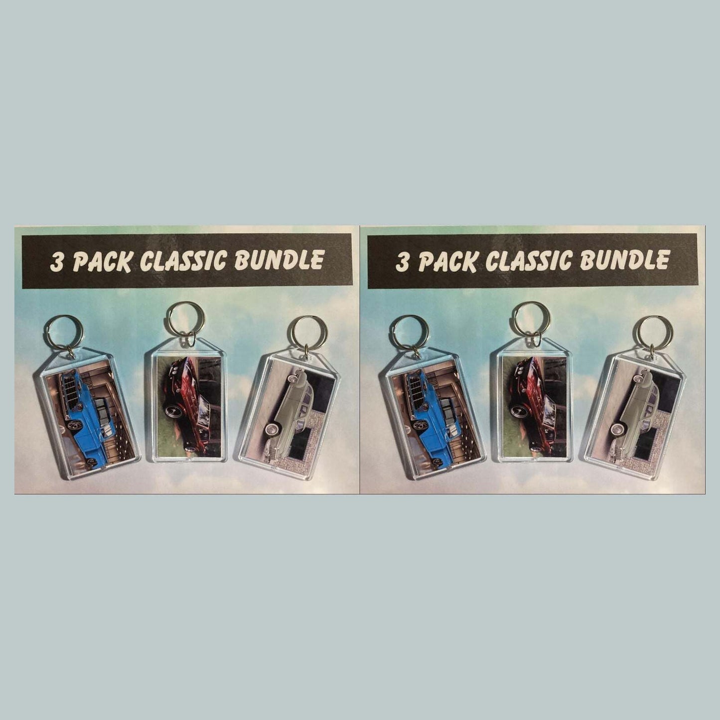 3553B Threefer Bundle Classic Cars  Keychain | Vintage Automobile Photo Keychain MSC KYC