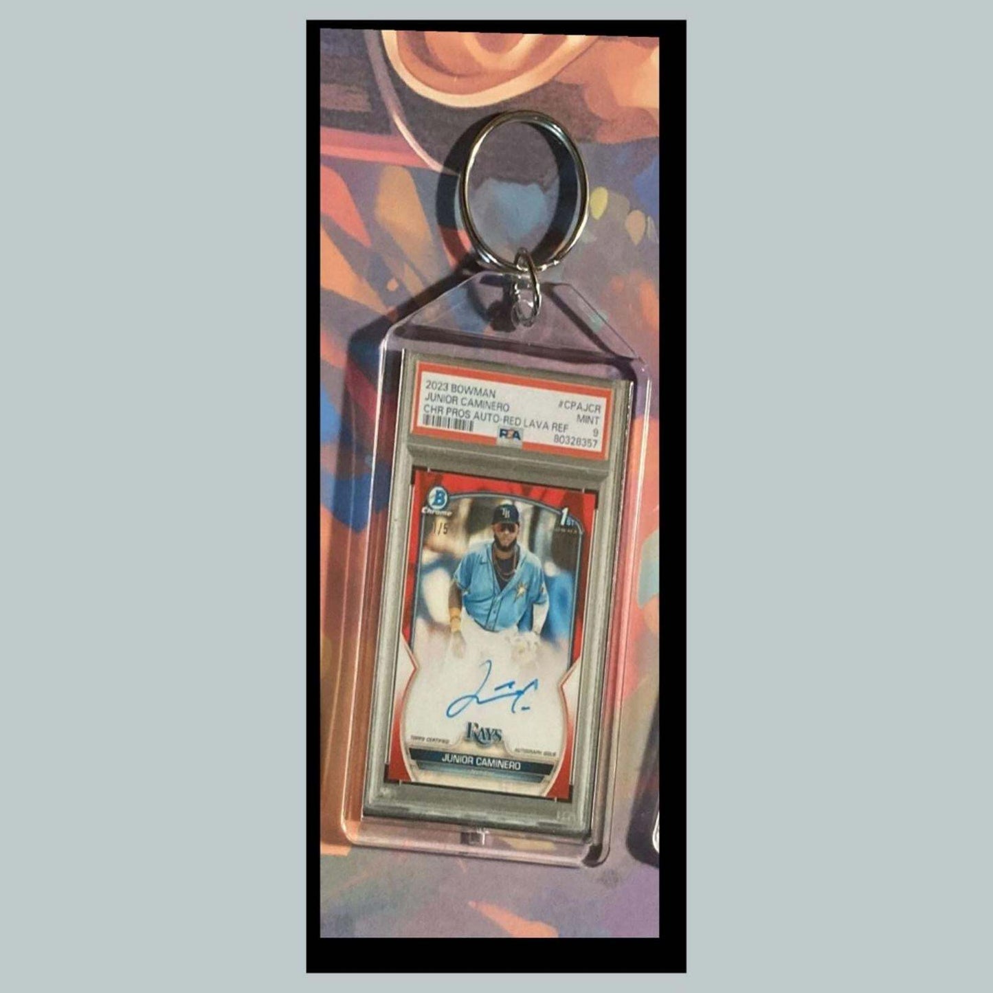 3431 Junior Caminero 2024 Chrome Red Lava Auto Custom Novelty Keychain- Gift BBL KYC