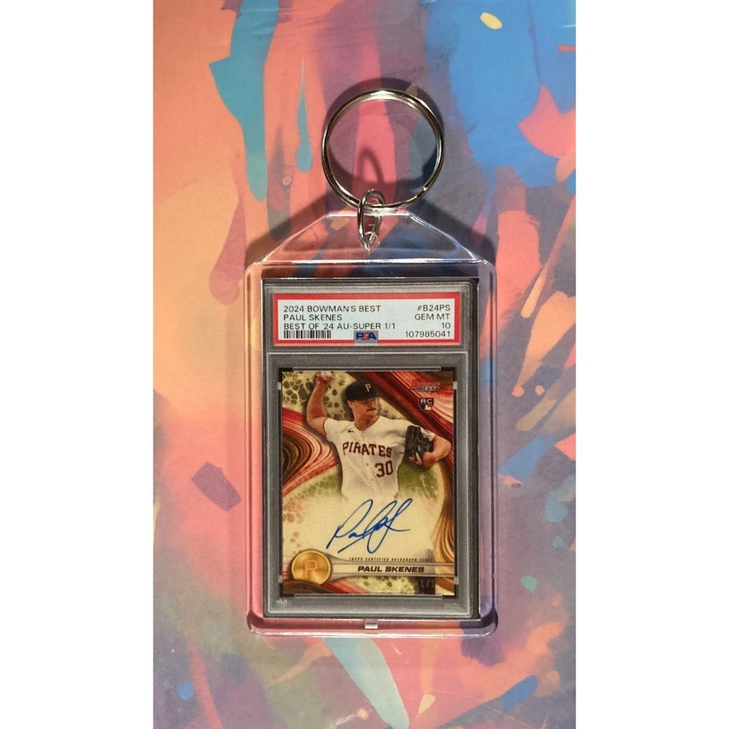 0096 Paul Skenes 2024 Bowman's Best of '24 SuperFractor Auto Novelty Keychain