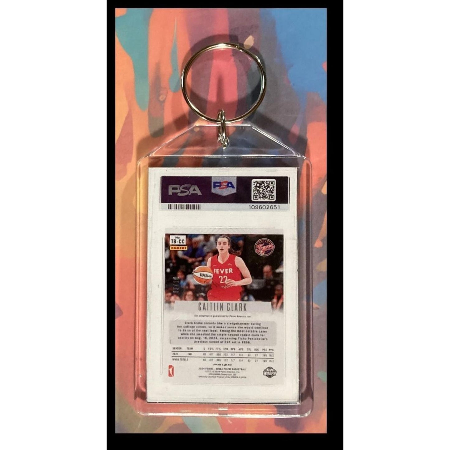 0306 Caitlin Clark 2024 Panini Prizm Auto - Custom Hand Made Keychain- Gift