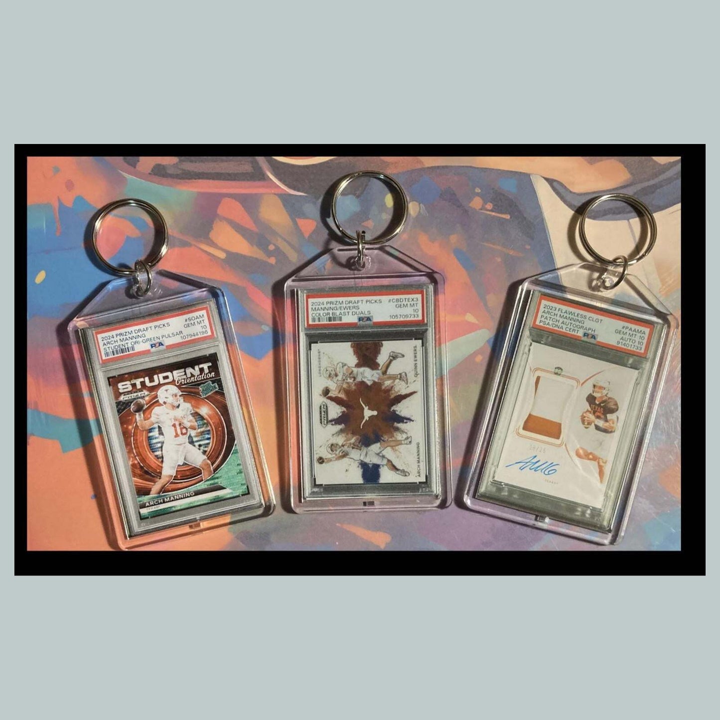 3468B Arch Manning 3 Pack Bundle -3 Different Custom Novelty Keychain Great Gift FBL