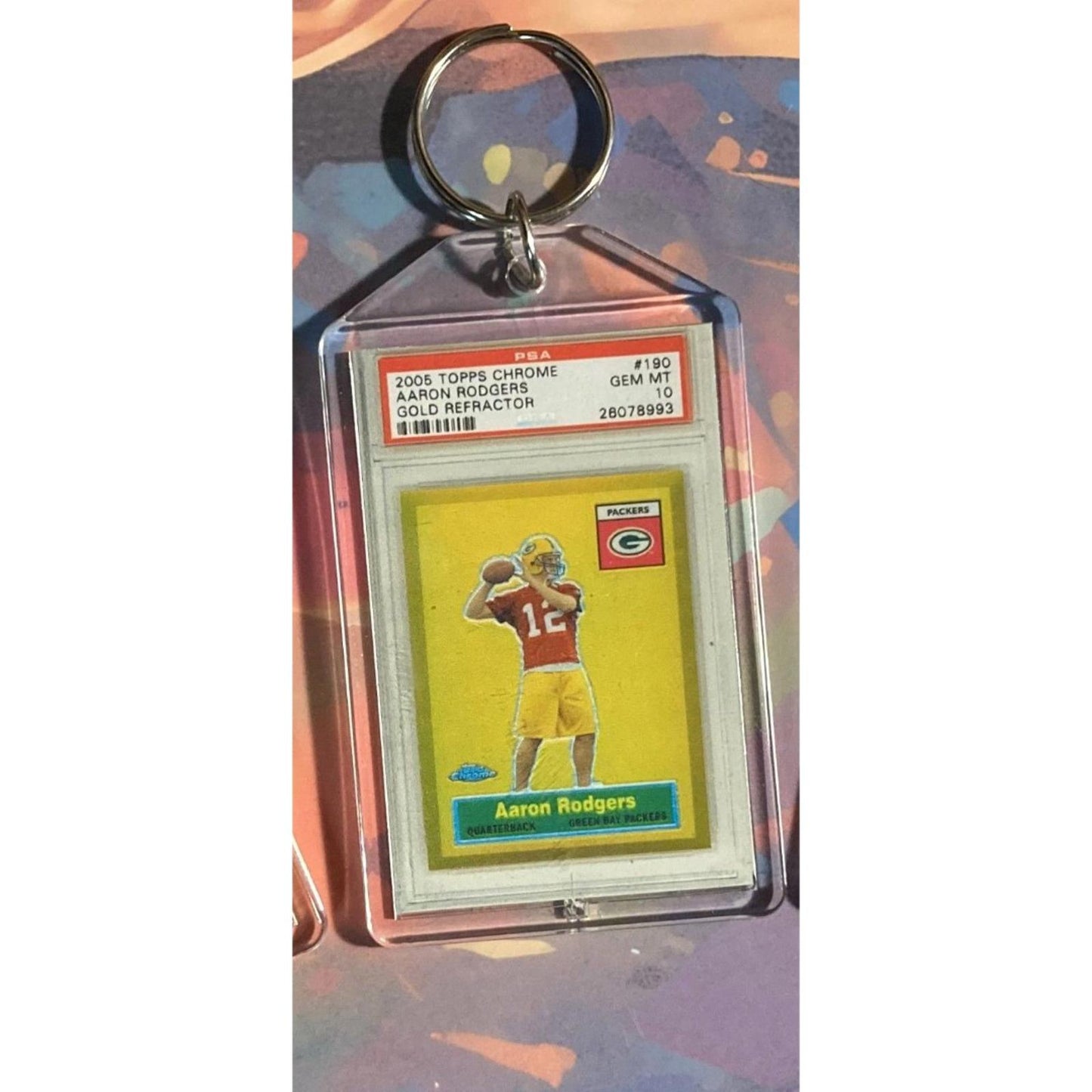 0299 Aaron Rodgers 2005 Topps Chrome Gold Refractor Custom Made Novelty Keychain