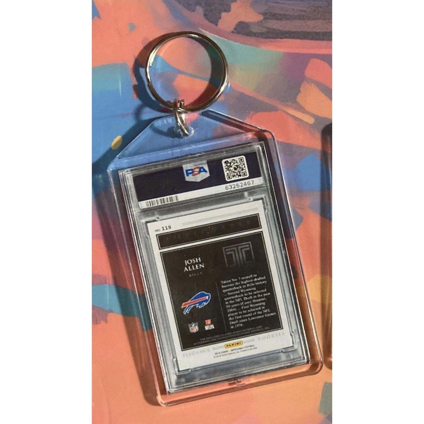 3205 Josh Allen 2022 Panini Impeccable Dual Shield Auto Custom Novelty Keychain FBL