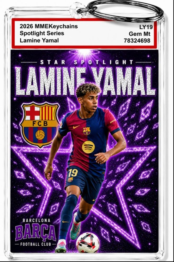 3997 Lamine Yamal Keychain Purple Spotlight Premium Keychain With Nameplate MSC KYC