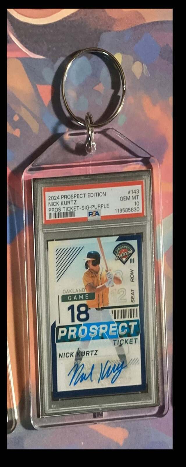 3244 Nick Kurtz 2024 Panini Prospect Edition Ticket Auto  Keychain BBL KYC
