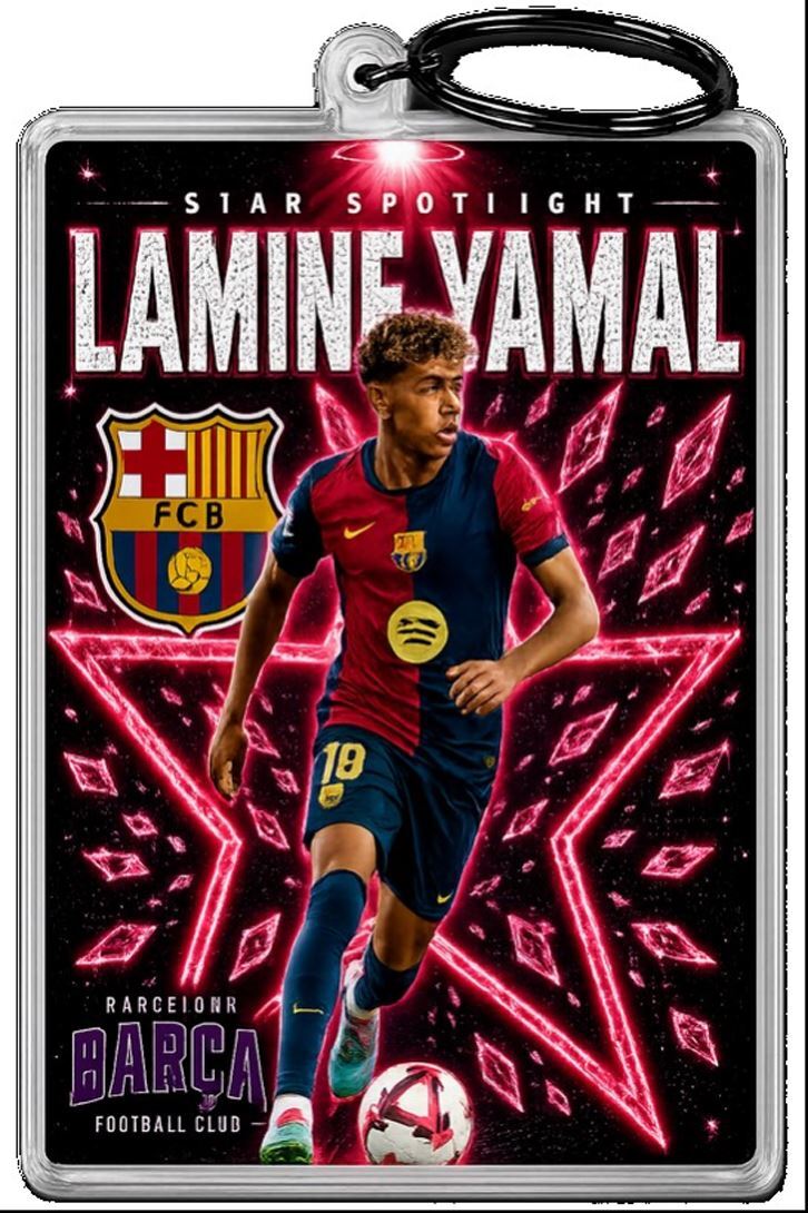 3970 Lamine Yamal Keychain Red Spotlight Premium Keychain No Nameplate MSC KYC