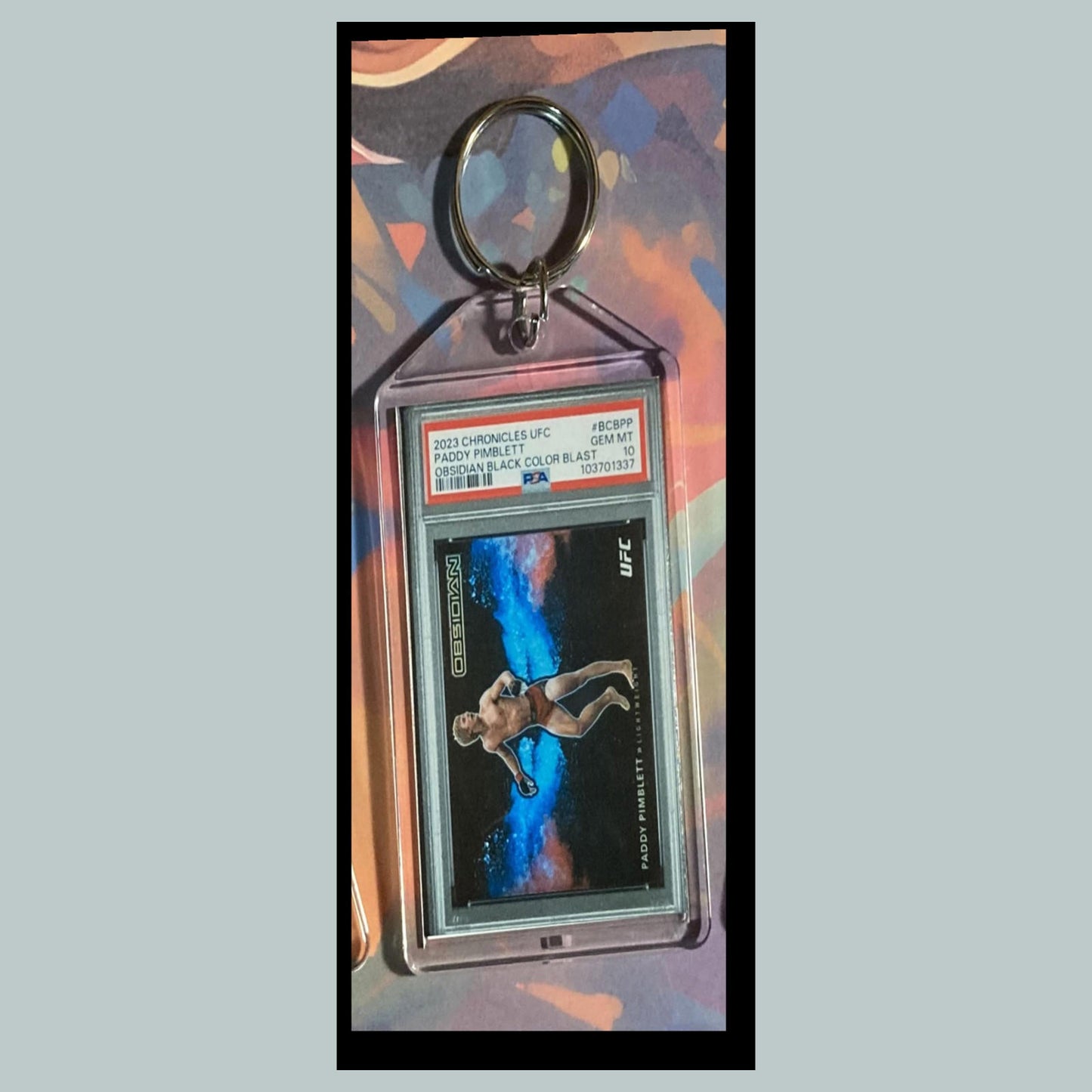 0498 Paddy Pimblett 2023 Panini Chronicles Color Blast Custom Hand Made Keychain