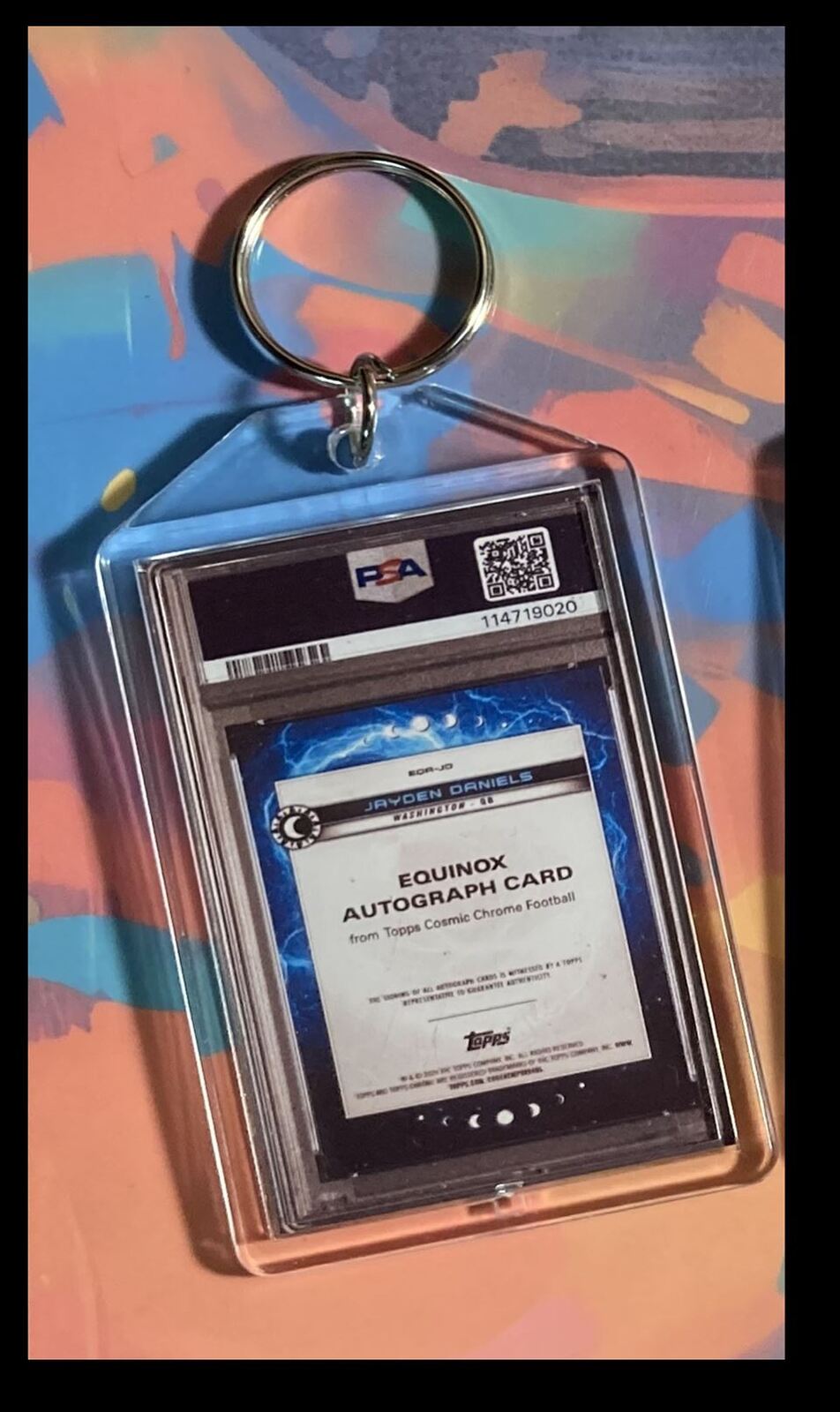 3117 Jayden Daniels 2024 Topps Cosmic Chrome Equinox Auto  Custom Keychain FBL