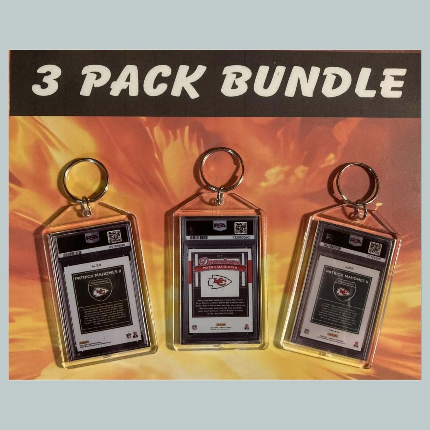 3609B Patrick Mahomes Downtown 3 Pack Bundle Custom Hand Made Keychains FBL