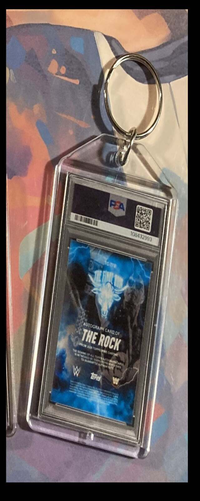 3367 The Rock 2025 Topps Chrome Final Boss Black Auto Custom Hand Made Keychain KYC MSC