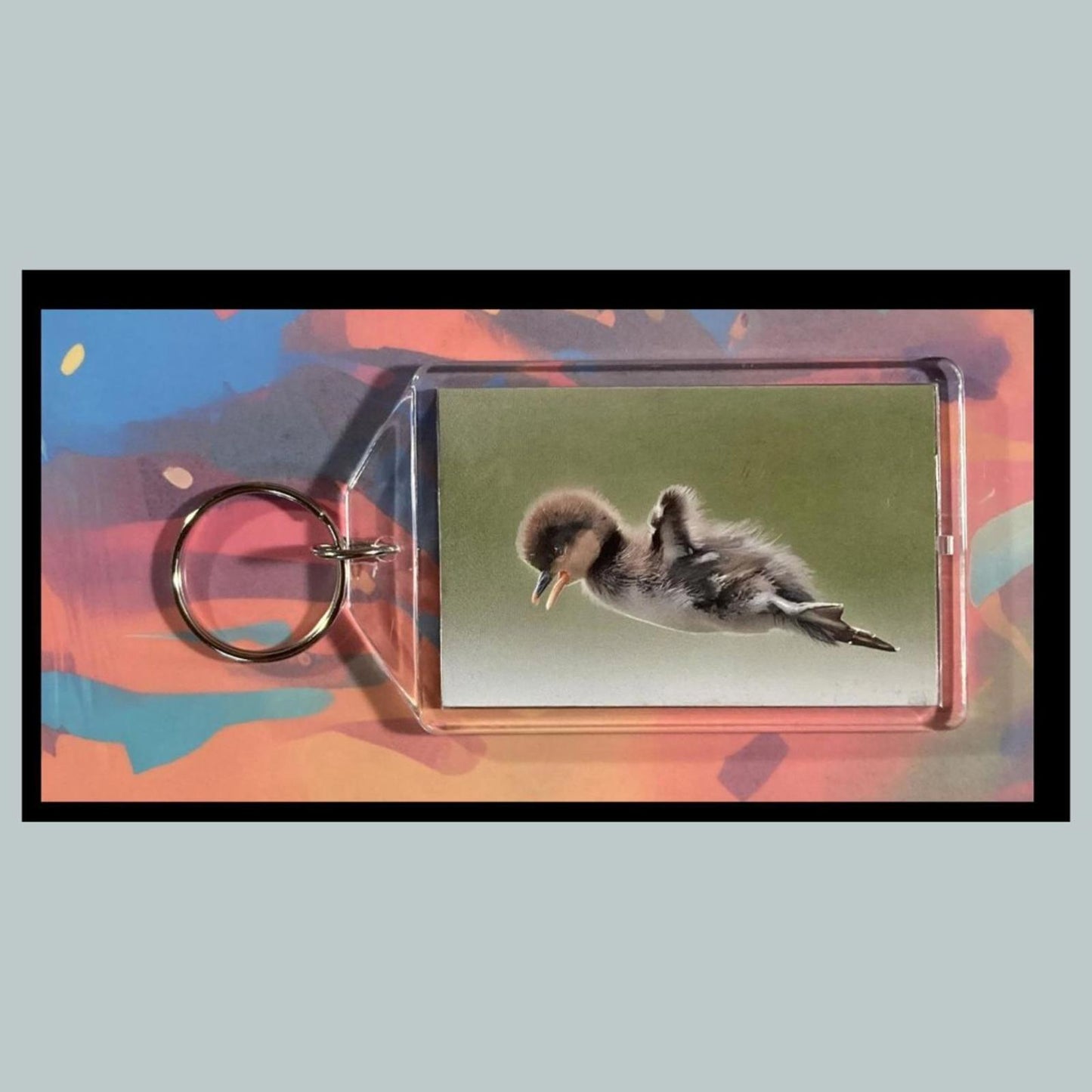 0360 Baby Chick Flying Custom Hand Made Keychain-Makes A Great Gift
