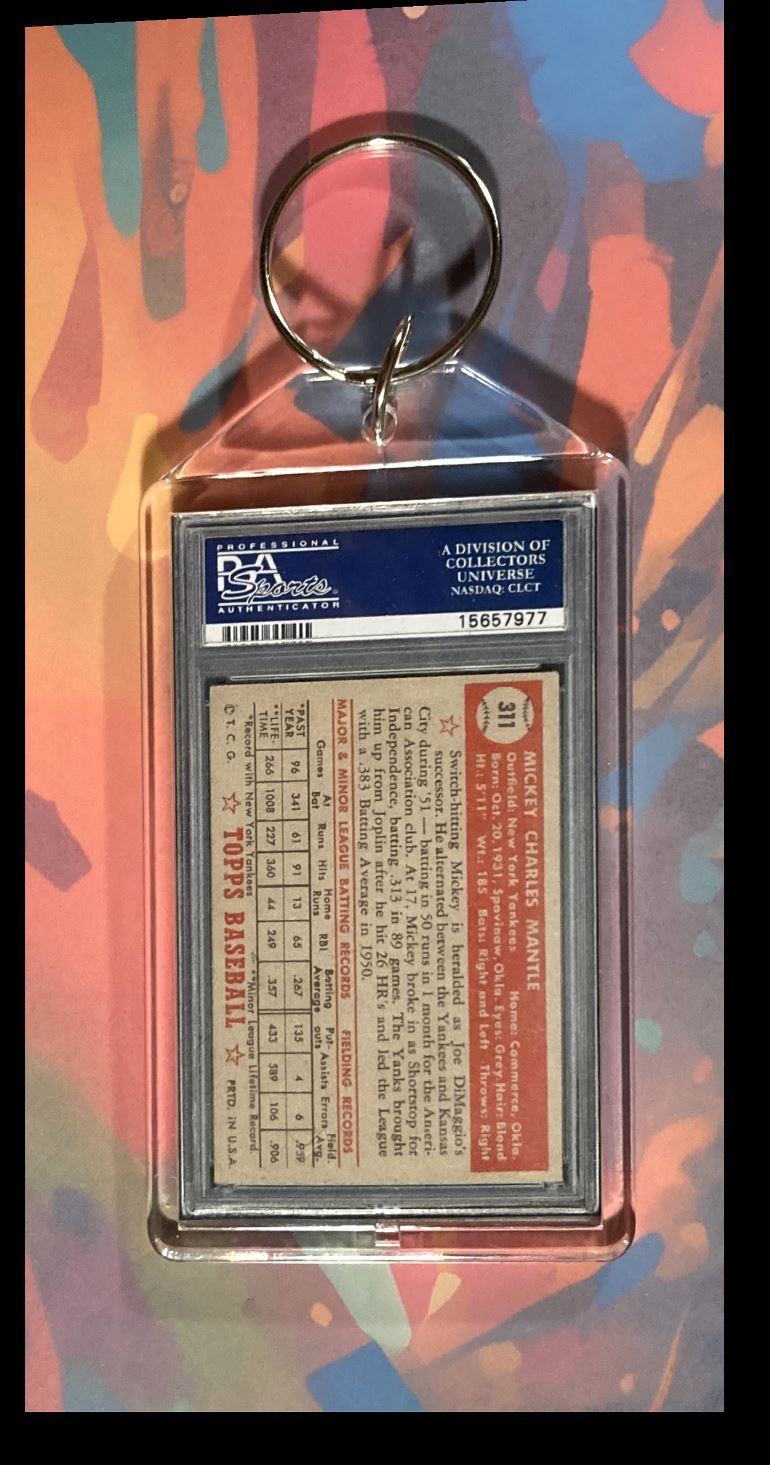 2960 Mickey Mantle 1952 Rookie PSA Style -Custom Keychain - Makes A Great Gift KYC BBL