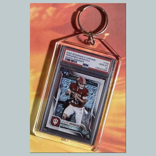 3731 Fernando Mendoza 2025 Bowman U White Shimmer Custom Hand Made Keychain FBL