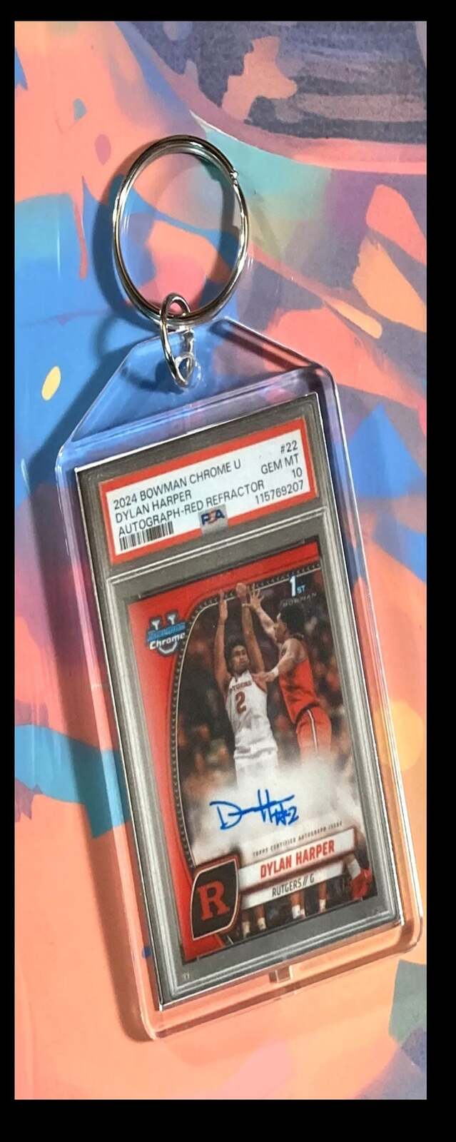 3110 Dylan Harper 2024 Bowman Chrome U Red Auto Custom Keychain-Great Gift BKL KYC