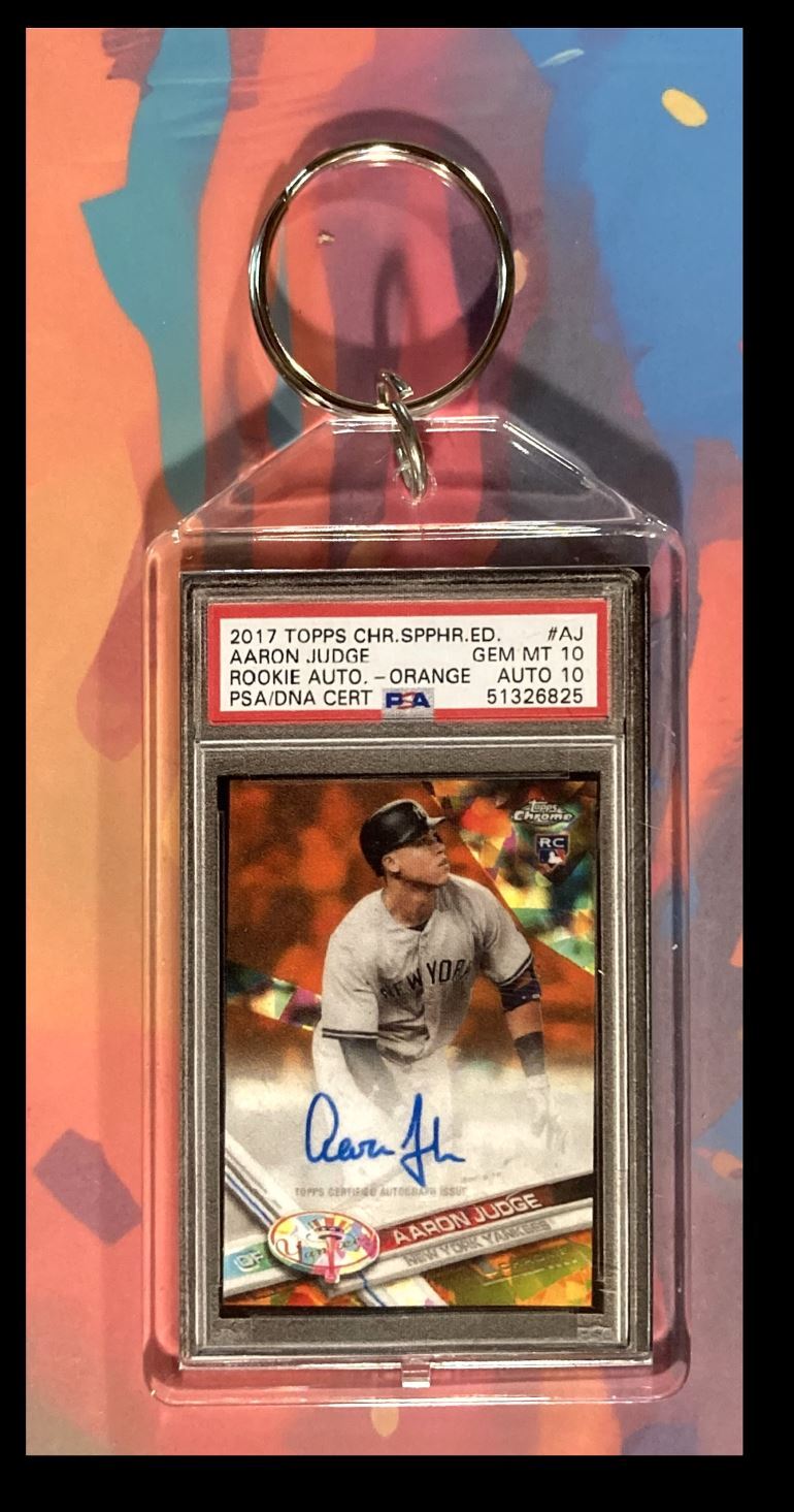 2966 Aaron Judge 2017 Topps Chrome Sapphire Custom Keychain-Great Gift KYC BBL