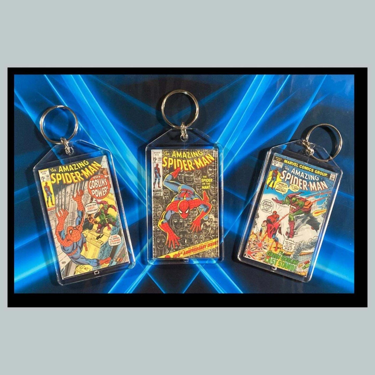 3403B Spider Man Classic  3 Pack Bundle -3 Diff Custom Novelty Keychains CMC