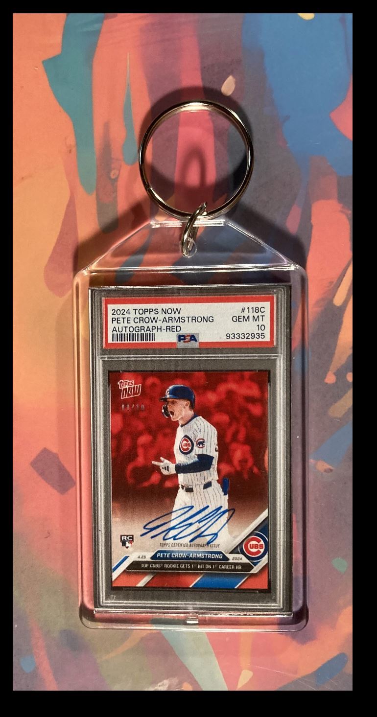 3032 Pete Crow-Armstrong 2024 Topps Now Red Auto Keychain BBL KYC