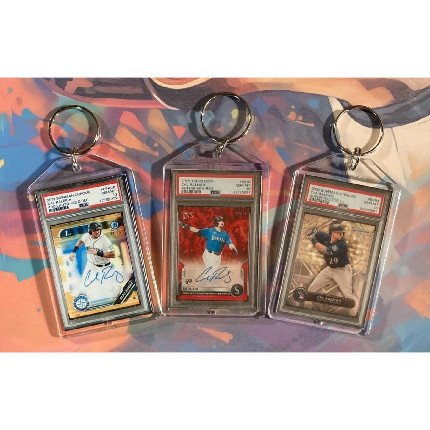 0190B Cal Raleigh 3 Pack Bundle - 3 Different Custom Novelty Keychains -Gift