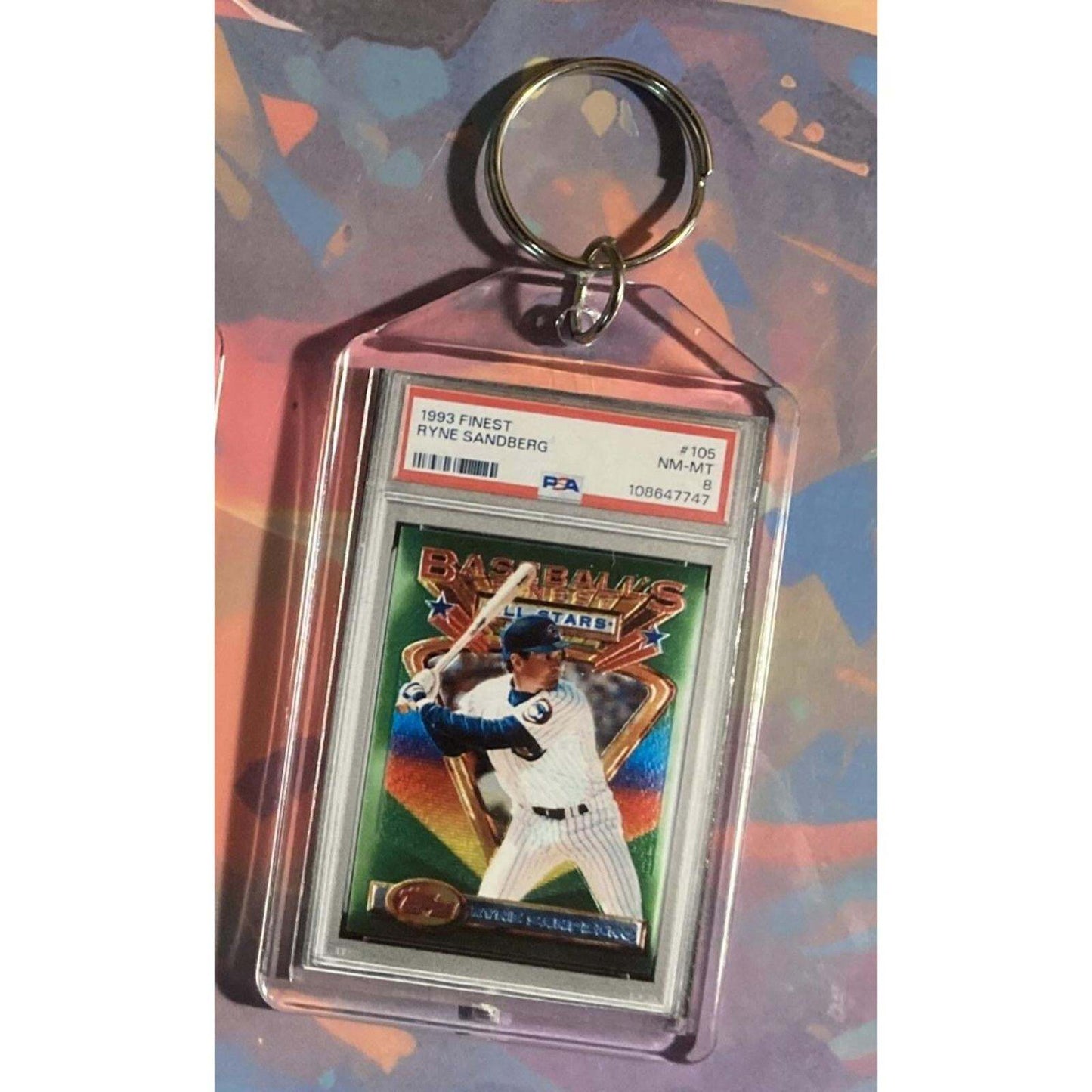 3188 Ryne Sandberg 1993 ToppS Finest  Custom Made Novelty Keychain -A Great Gift BBL KYC