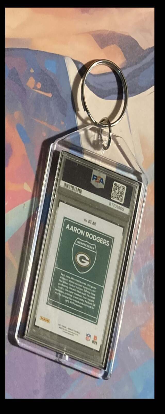 3253 Aaron Rodgers 2022 Panini Donruss Downtown Auto Custom Hand Made Keychain FBL