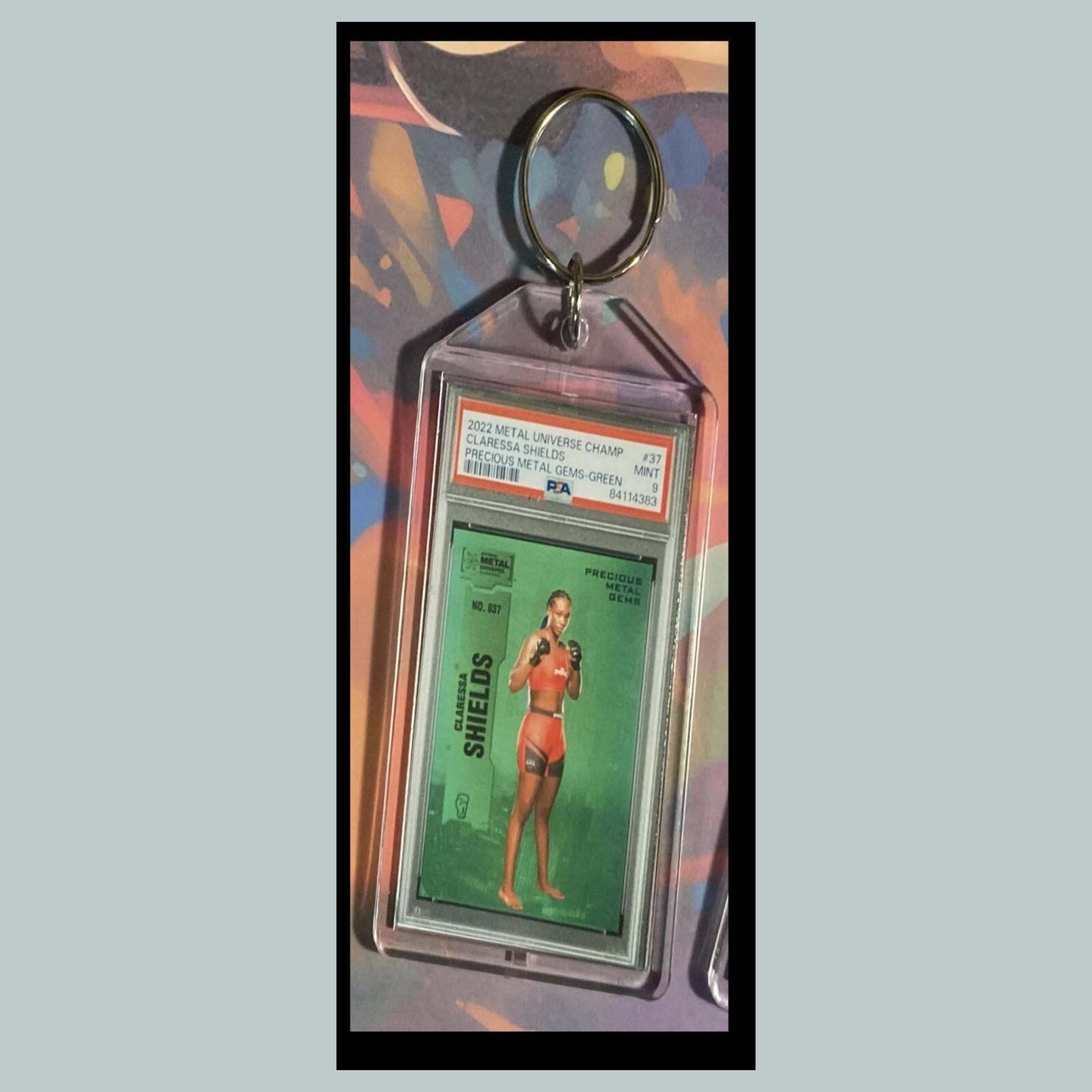 3447 Claressa Shields 2022 Skybox Metal Universe Champ Custom Hand Made Keychain KYC MSC