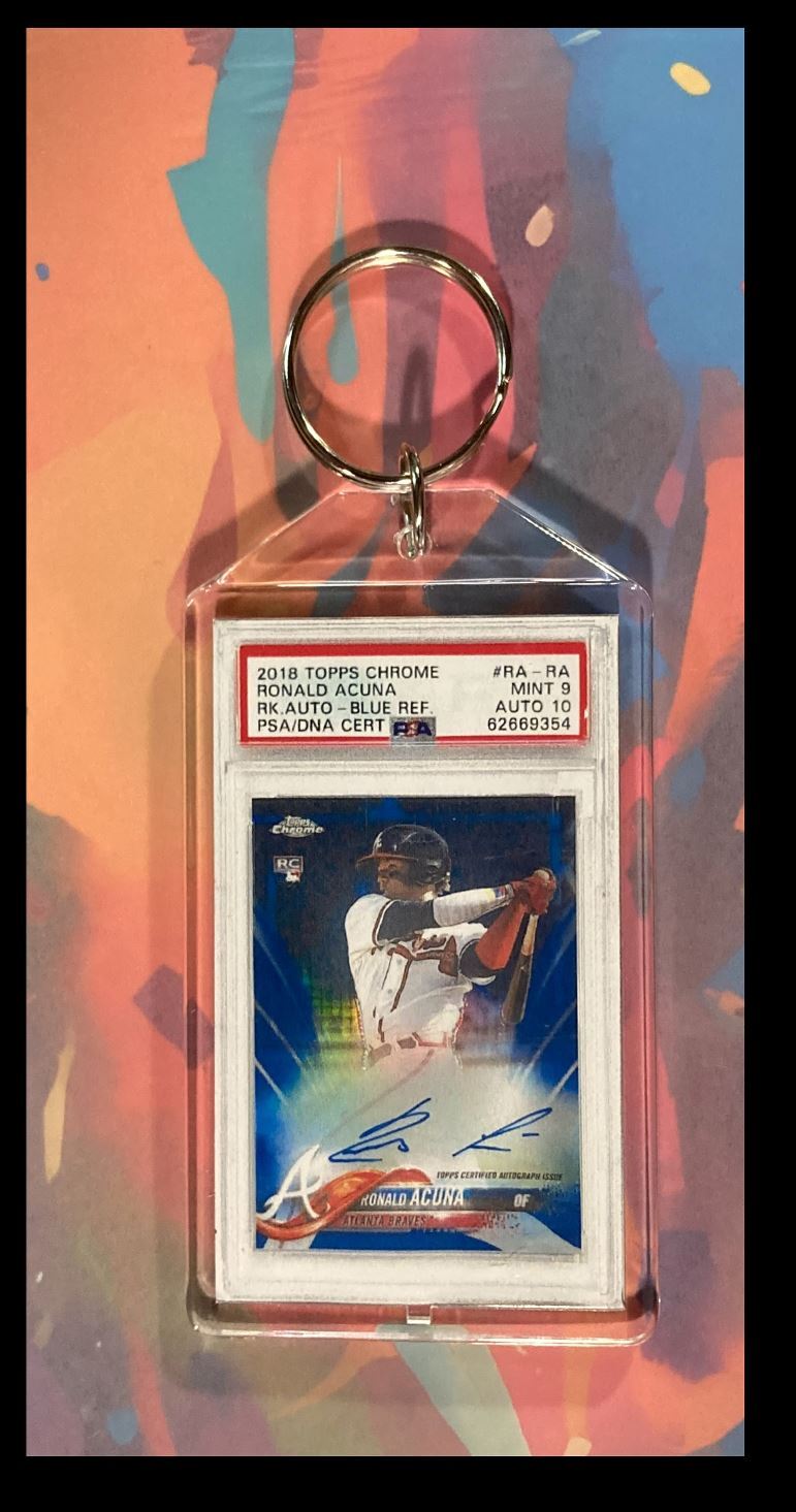 3062 Ronald Acuna 2018 Topps Chrome Refractor Auto Custom Keychain BBL KYC