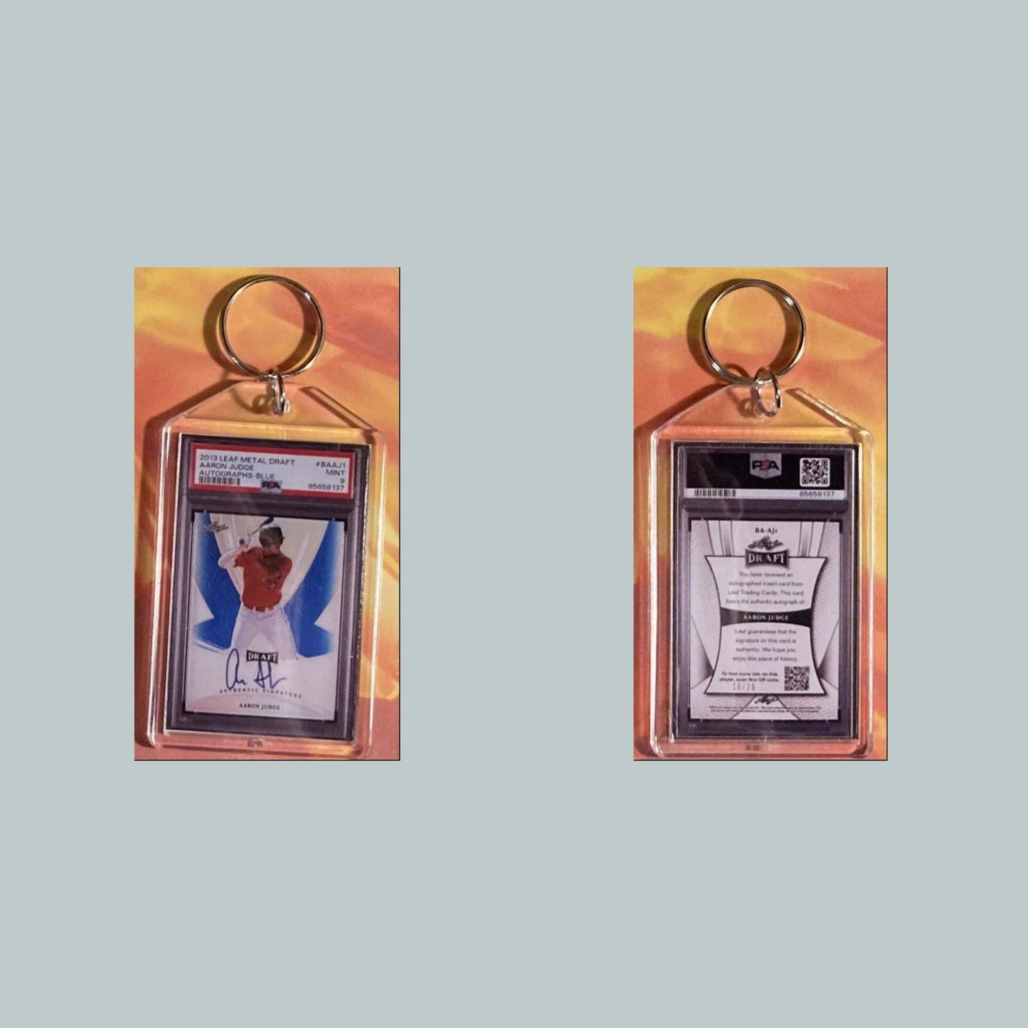 3599 Aaron Judge 2013 Leaf Metal Draft Blue Auto Custom Made Keychain BBL KYC