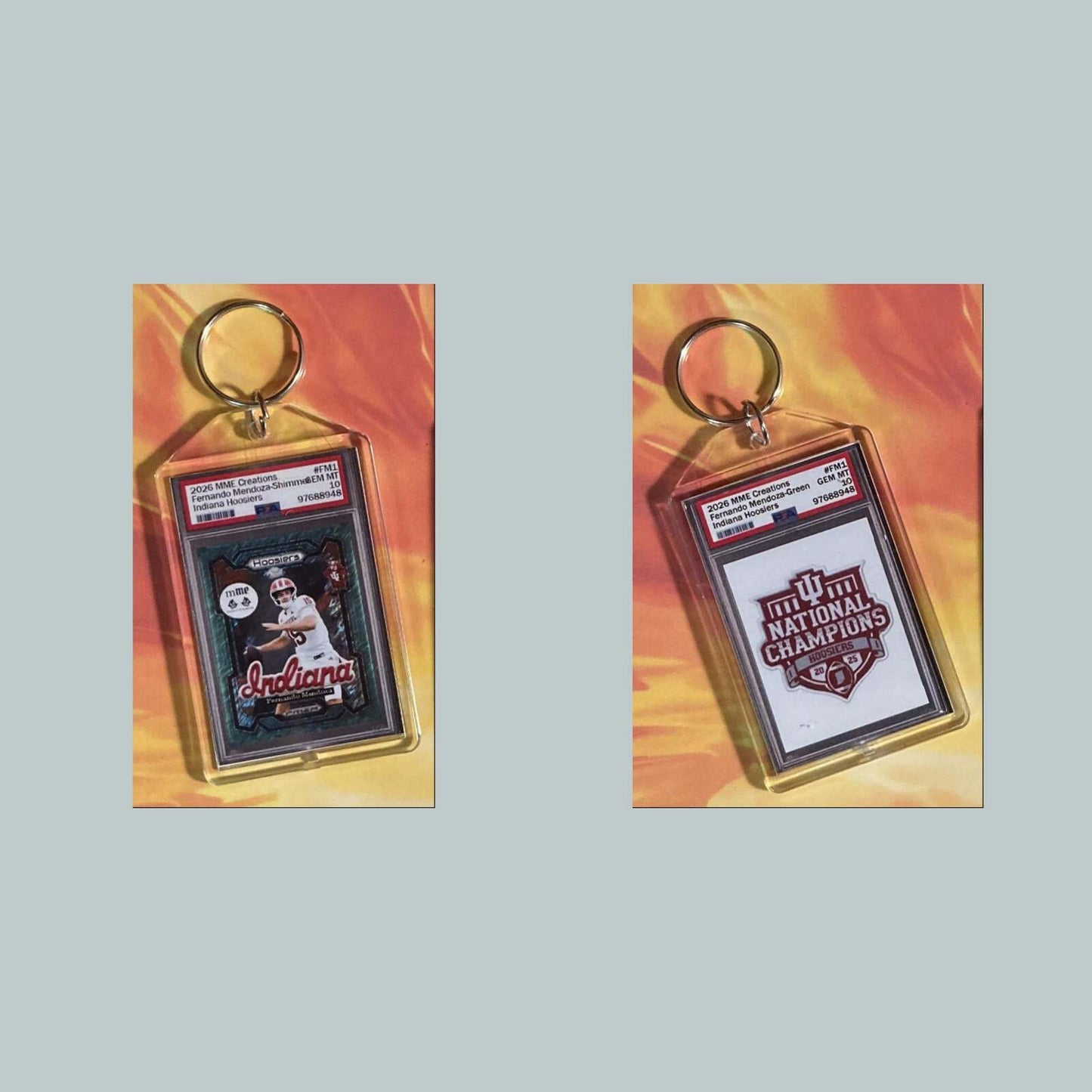 3752 Fernando Mendoza Green Shimmer Custom Hand Made Keychain FBL