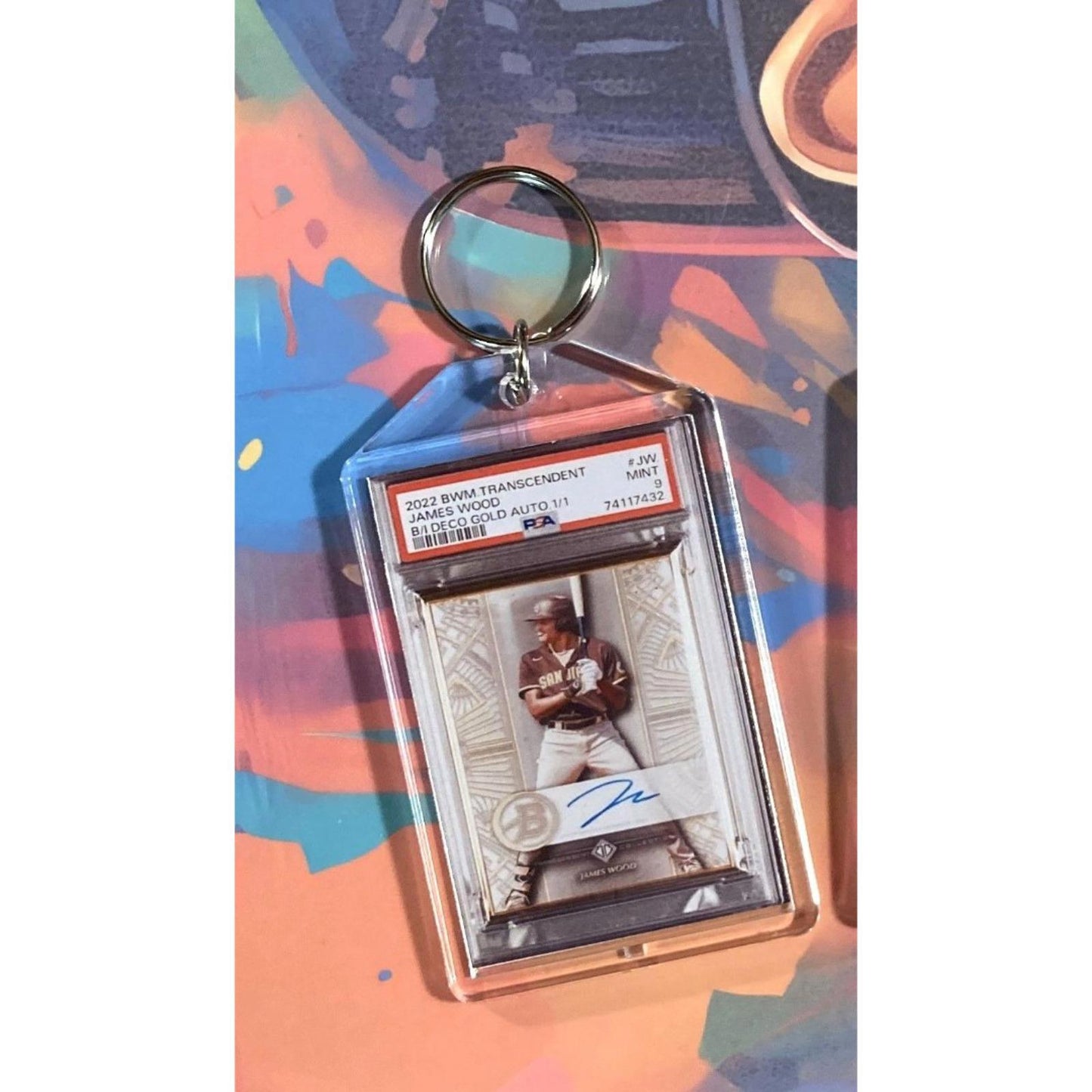 0166 James Wood2022 Bowman Transcendent Deco Gold Auto Custom Novelty Keychain