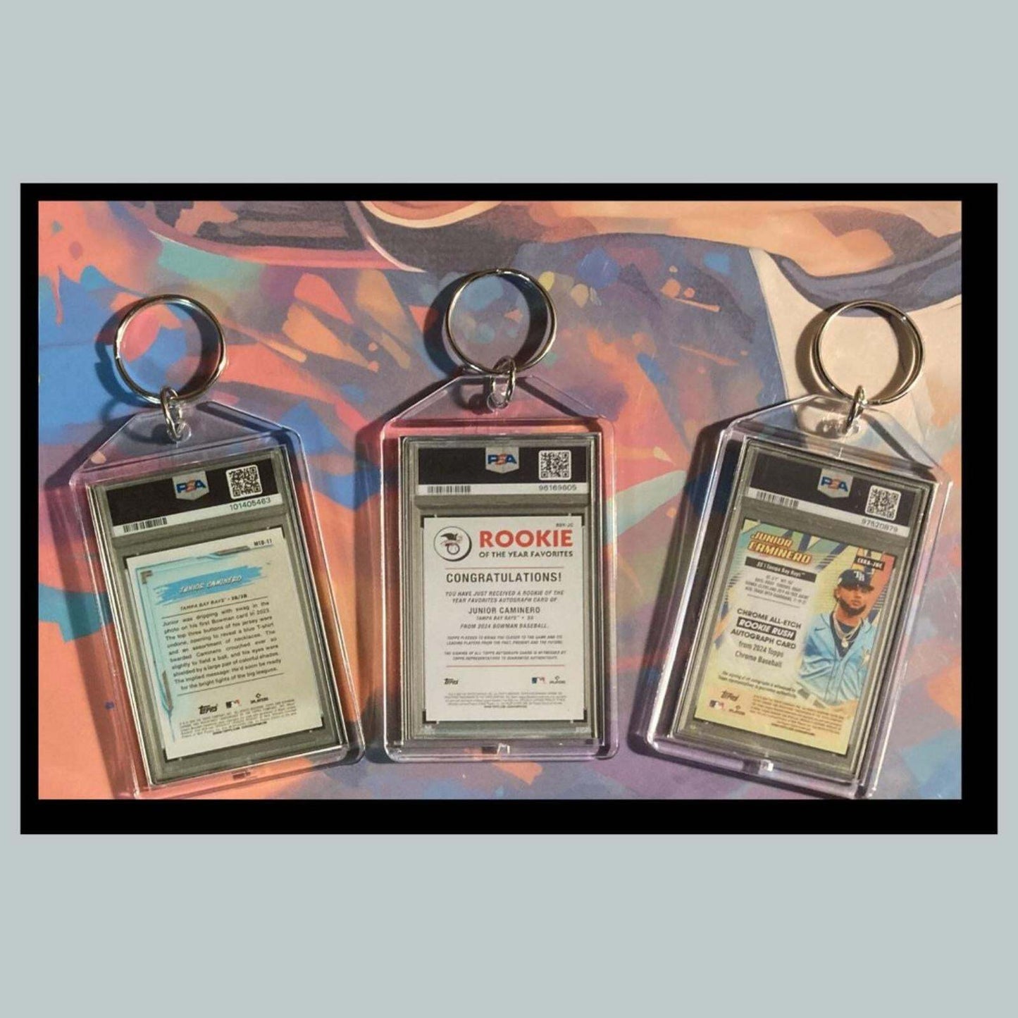 3426B Junior Caminero 3 Pack Bundle - 3 Different Custom Novelty Keychains -Gift BBL KYC