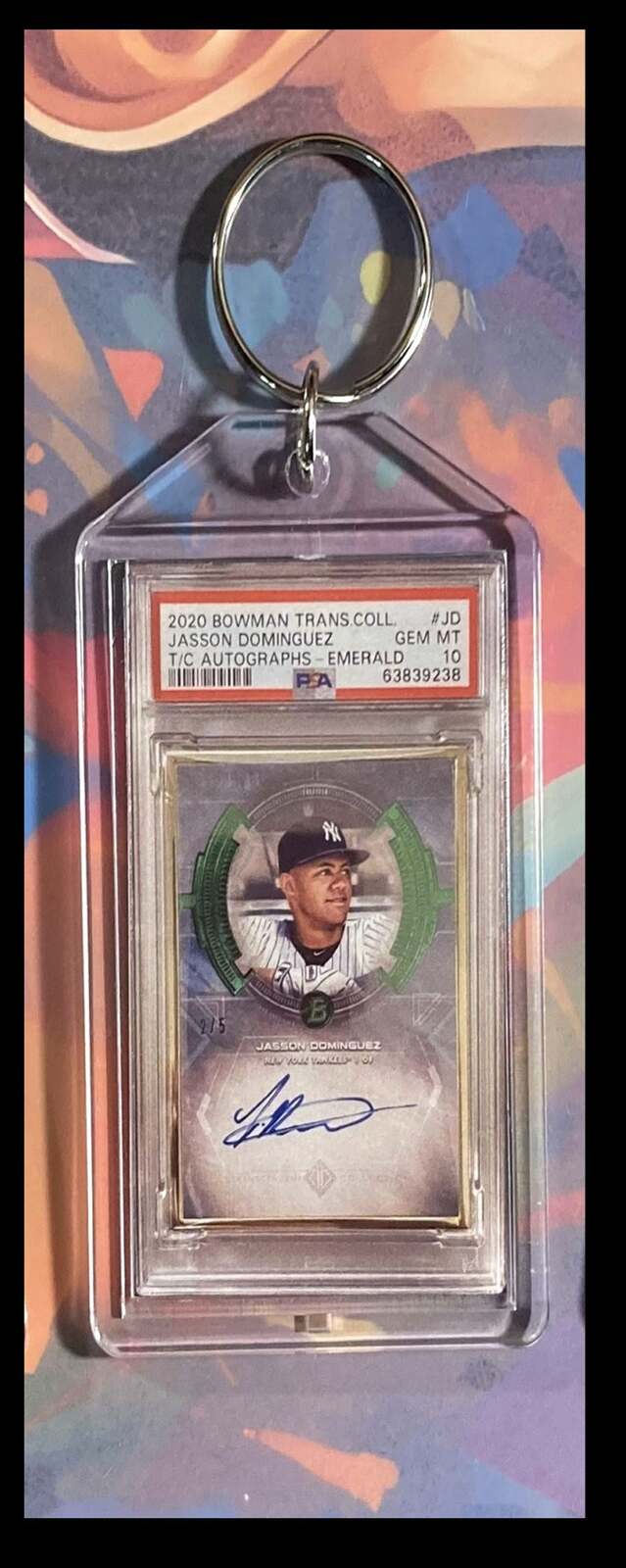 3116 Jasson Dominguez 2020 Bowman Transcendent Emerald Auto Keychain BBL KYC